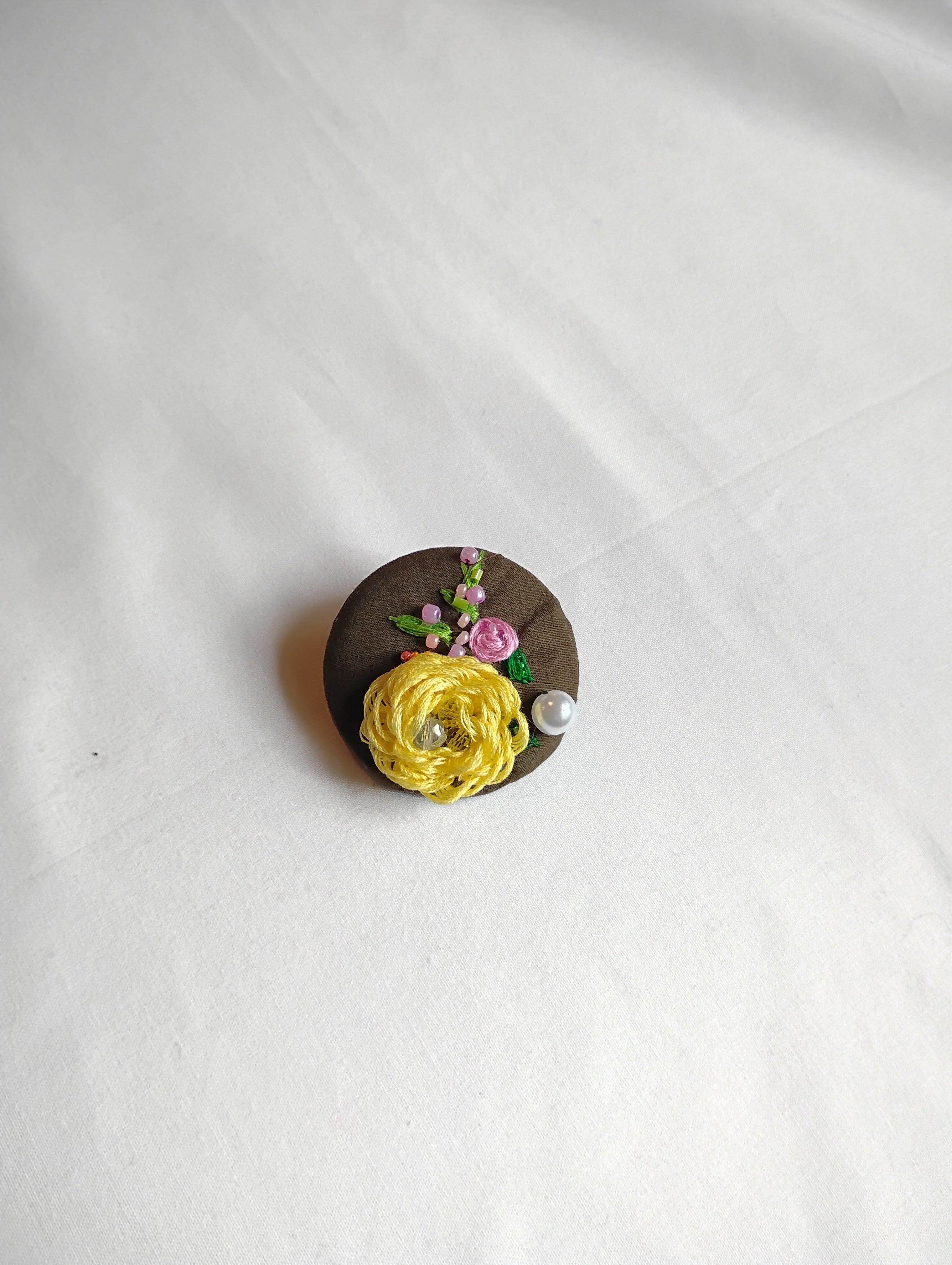 yellow flower brooch 005- Handcrafted Statement Jewelry