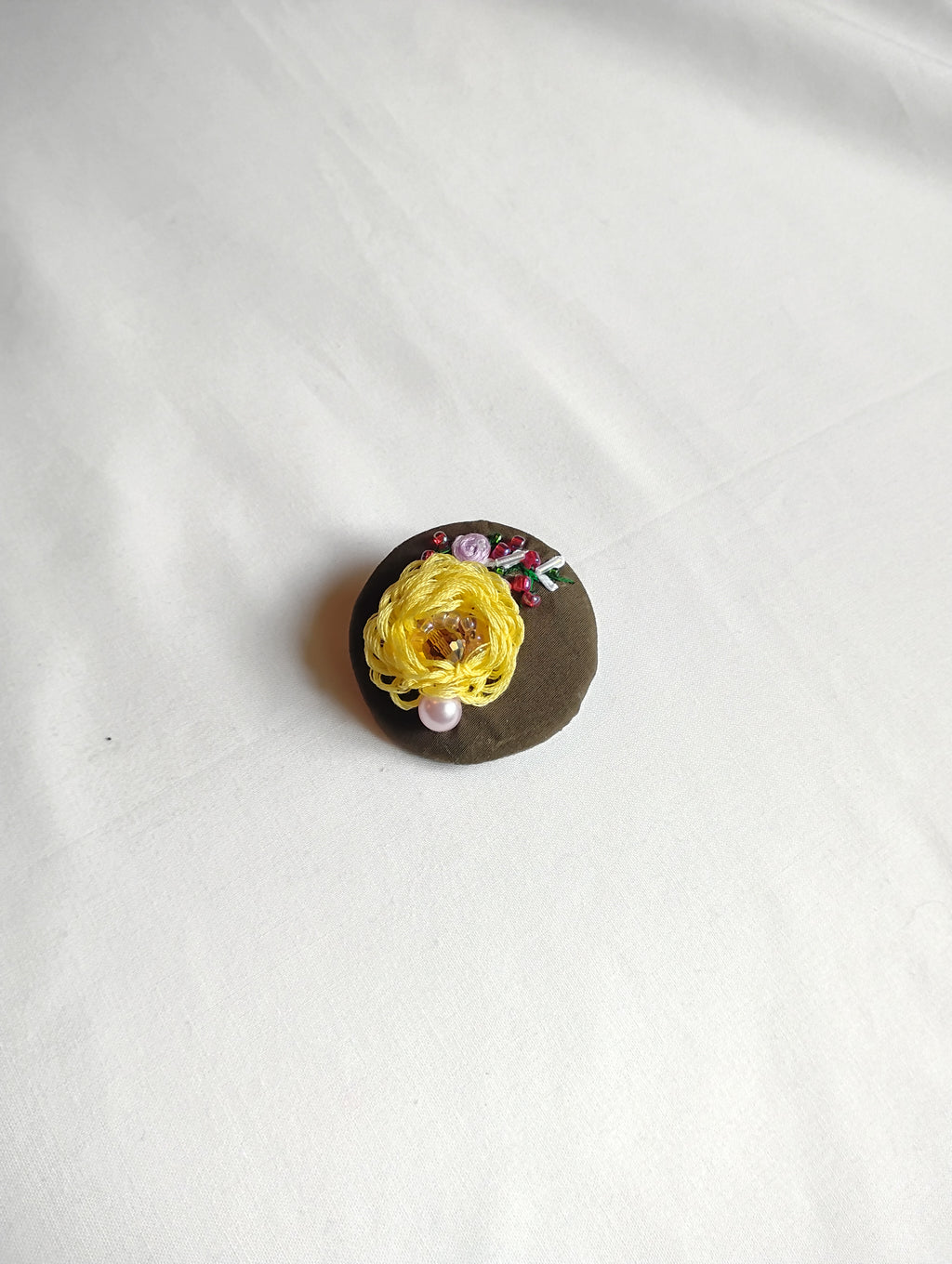yellow flower brooch 007- Handcrafted Statement Jewelry