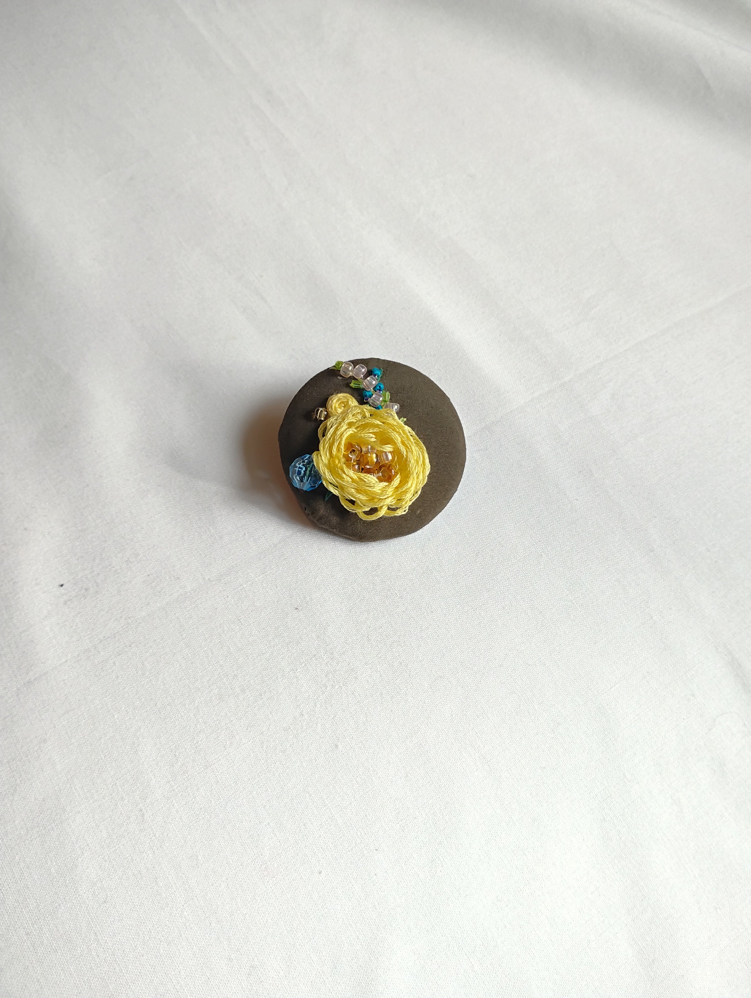 yellow flower brooch 009- Handcrafted Statement Jewelry