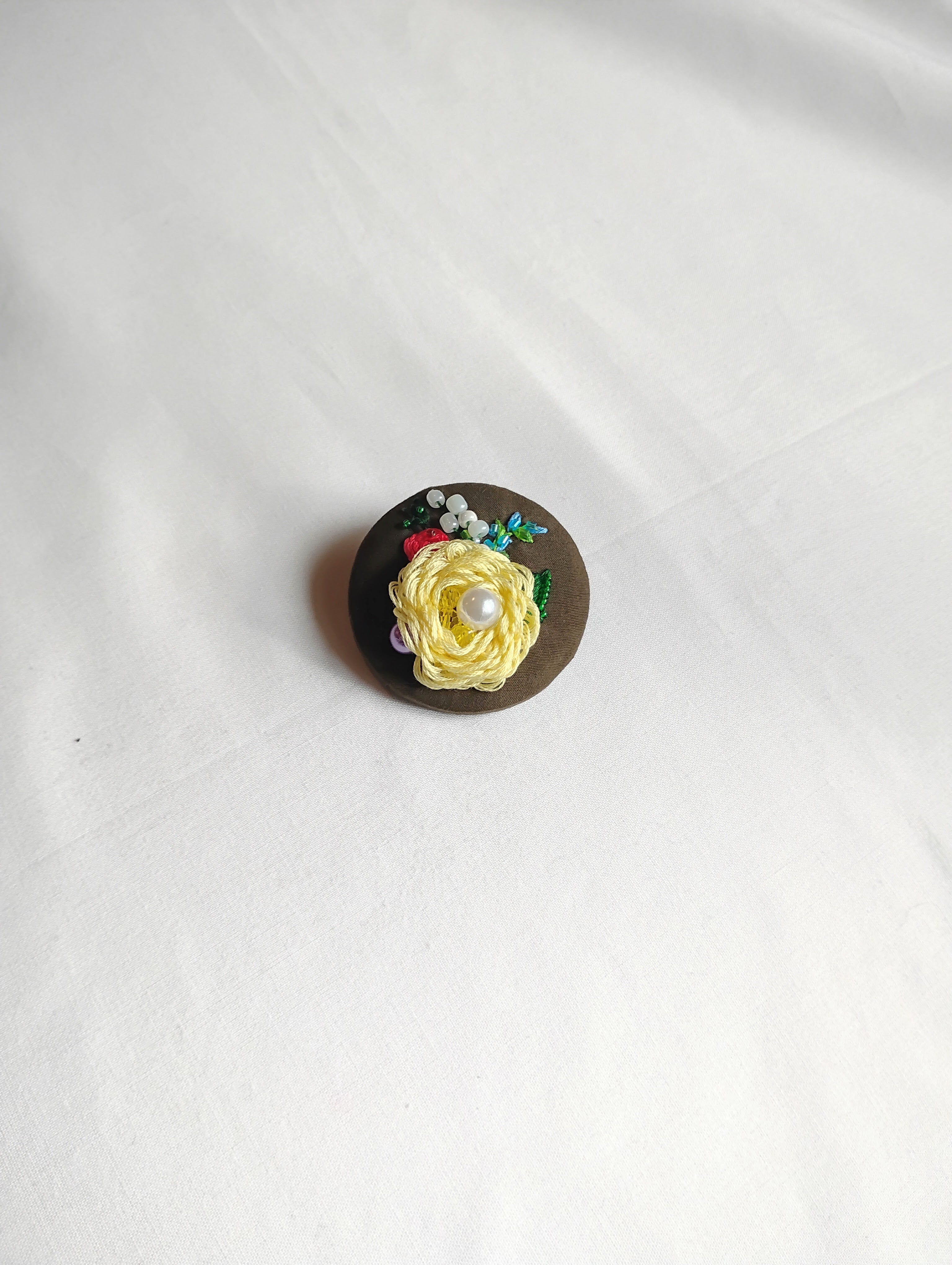 yellow flower brooch 011- Handcrafted Statement Jewelry
