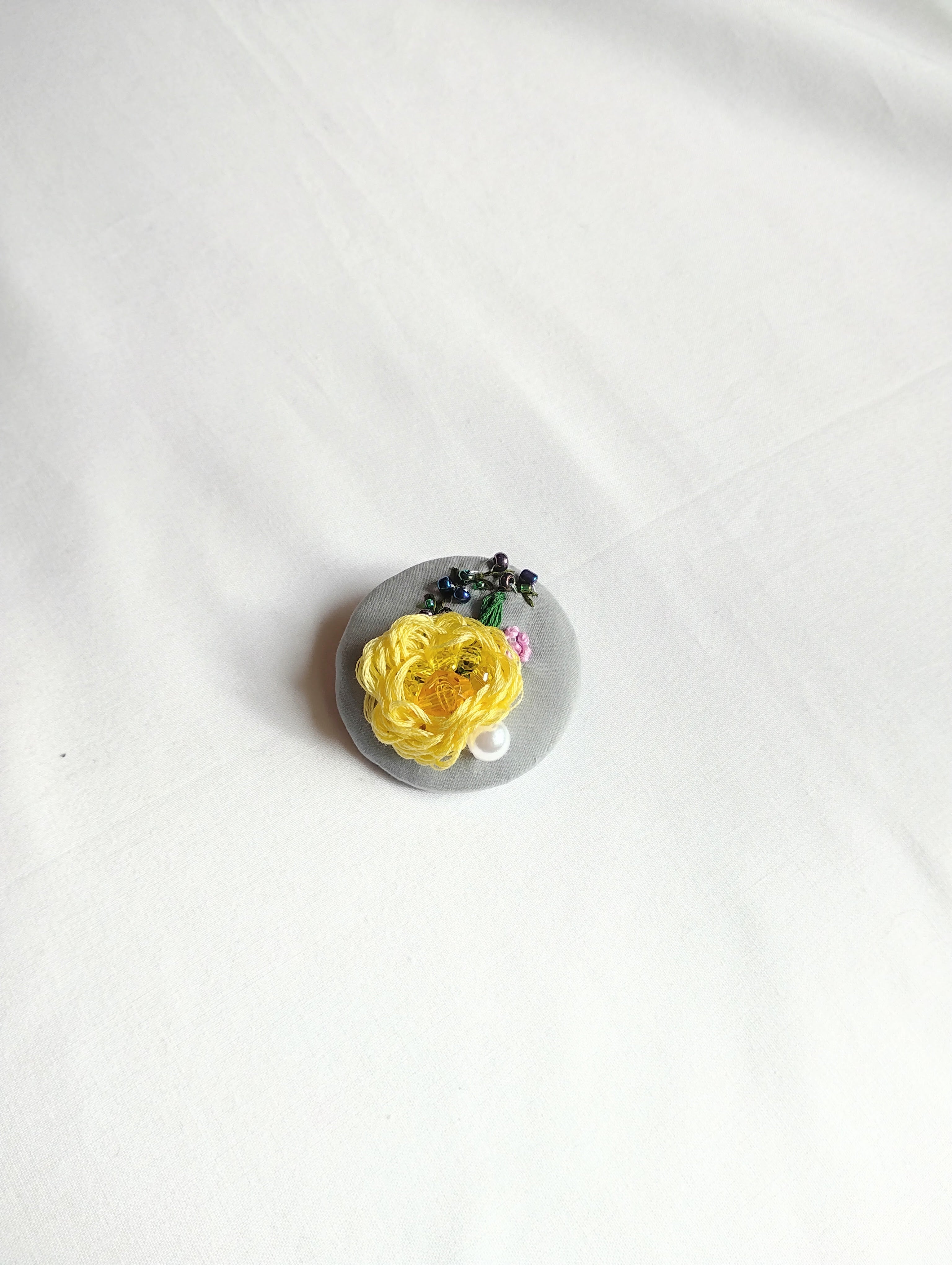 yellow flower brooch 012- Handcrafted Statement Jewelry
