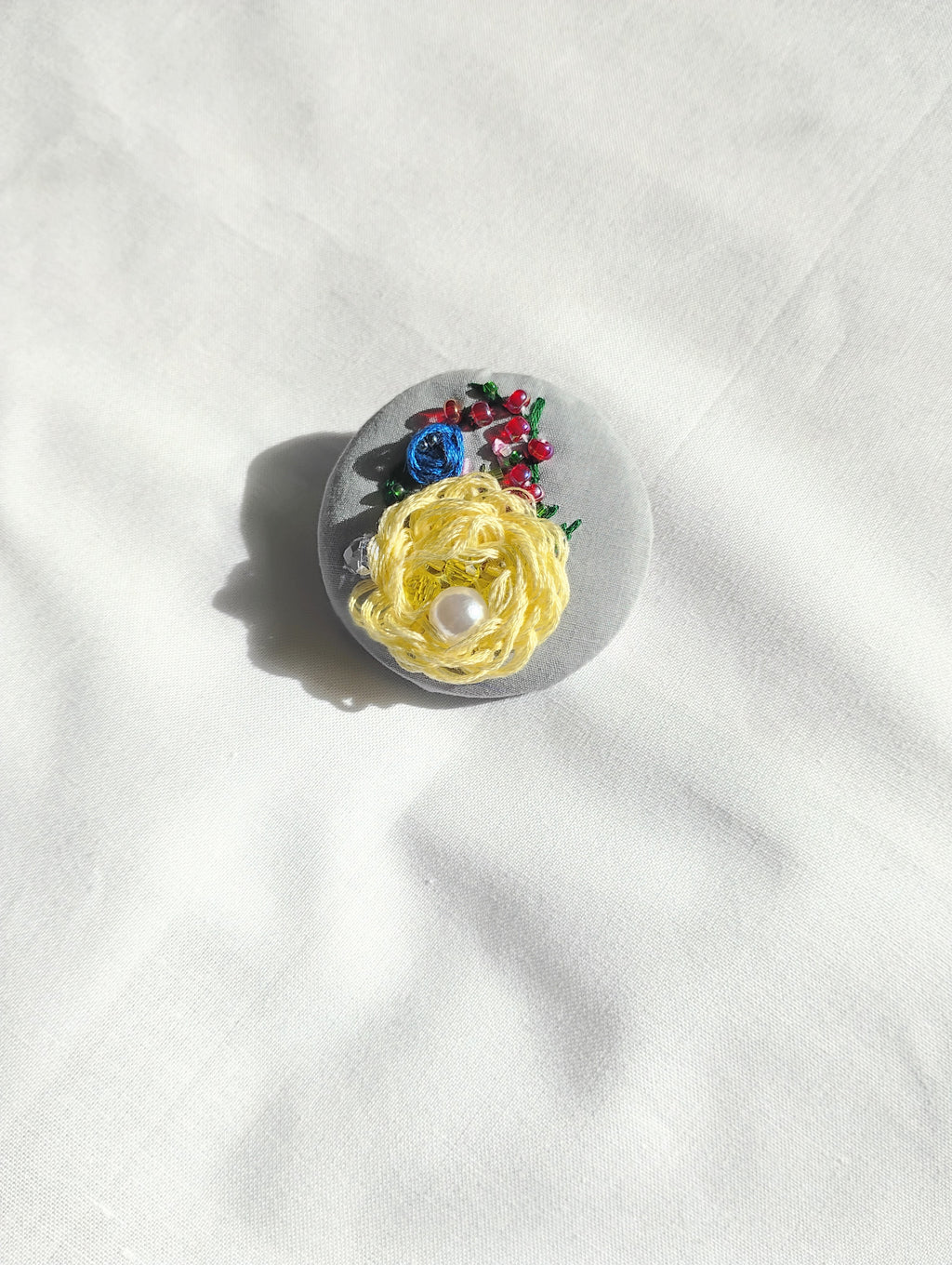 yellow flower brooch 014- Handcrafted Statement Jewelry