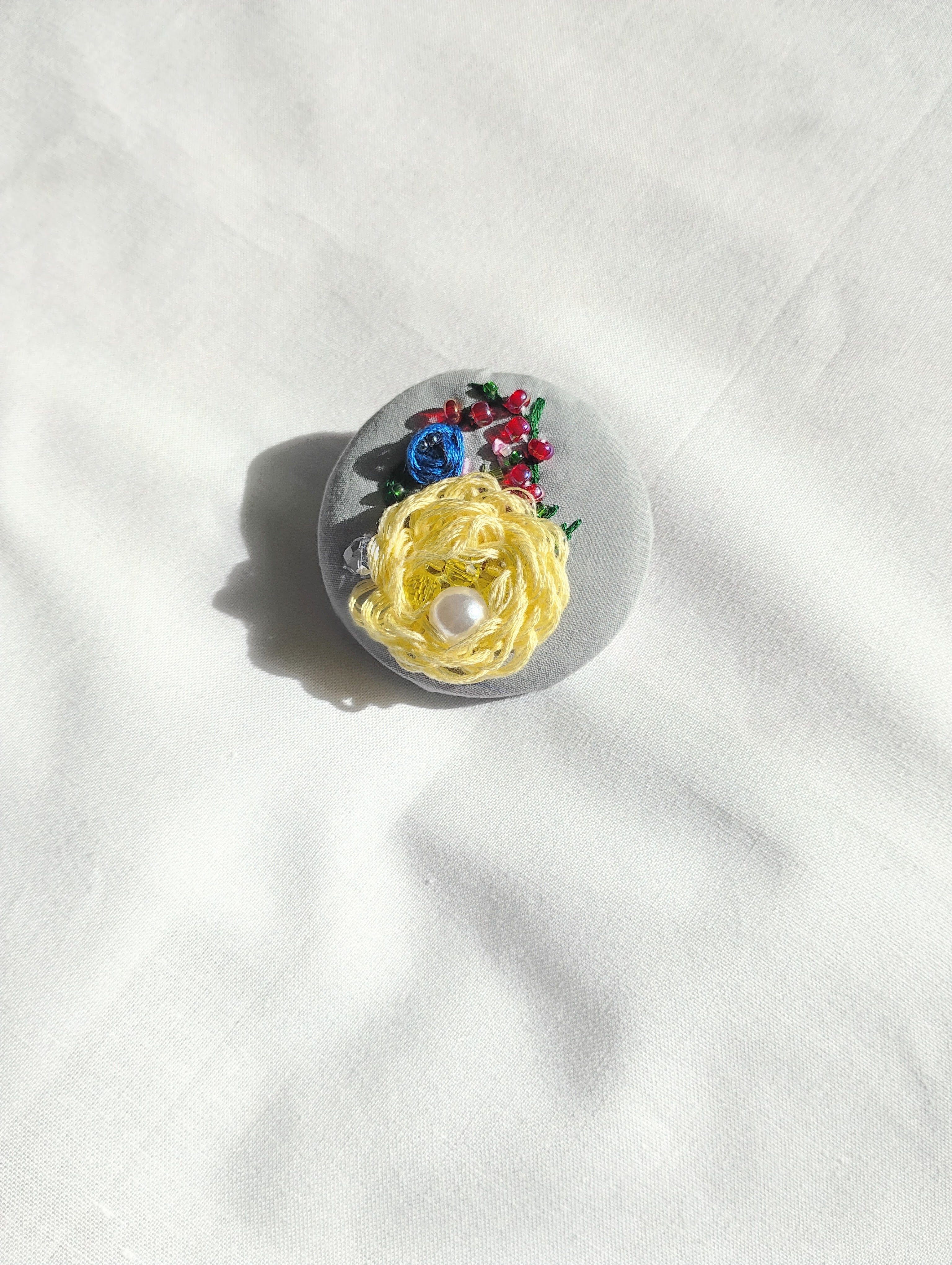 yellow flower brooch 014- Handcrafted Statement Jewelry