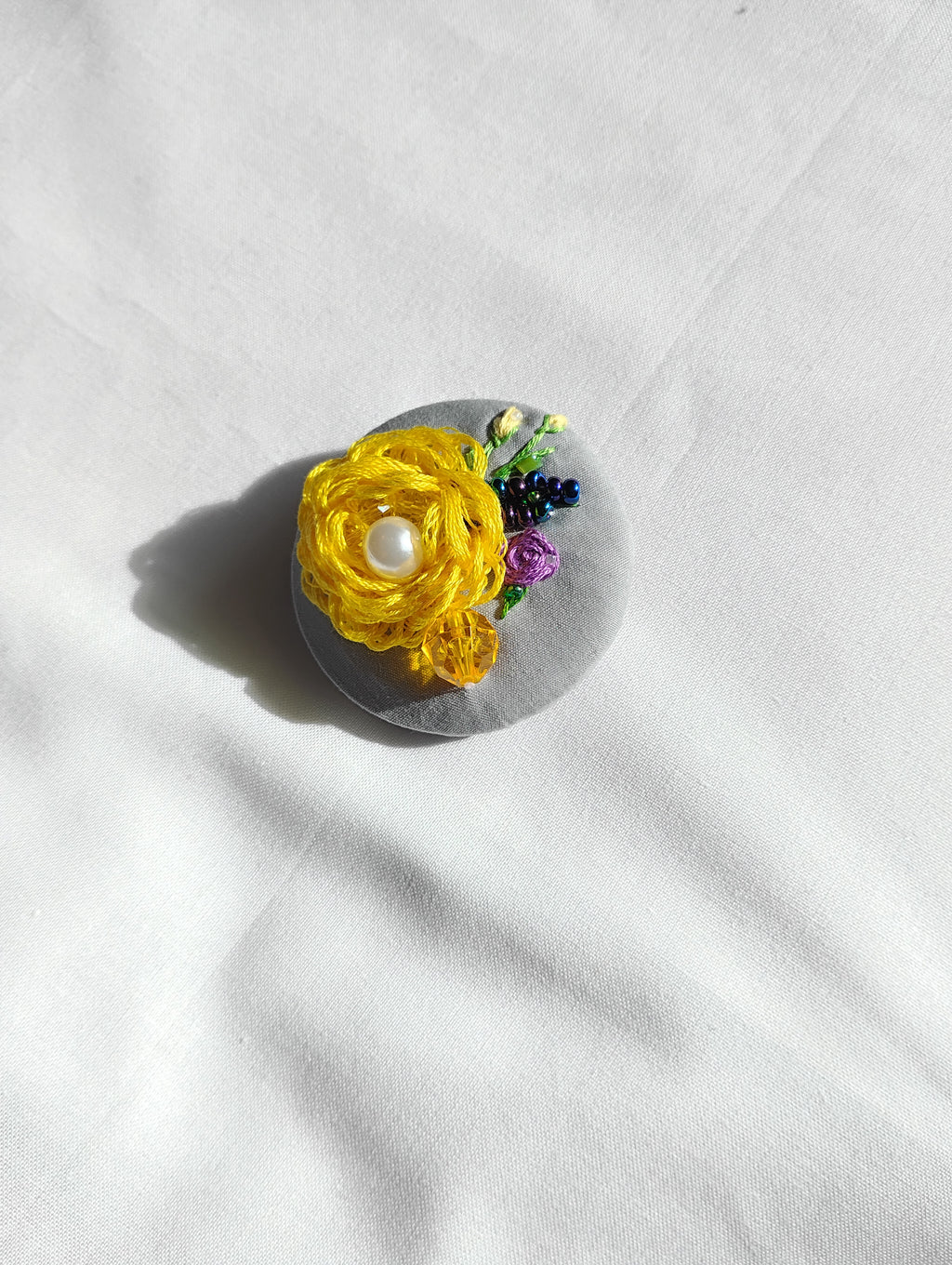 yellow flower brooch 015- Handcrafted Statement Jewelry