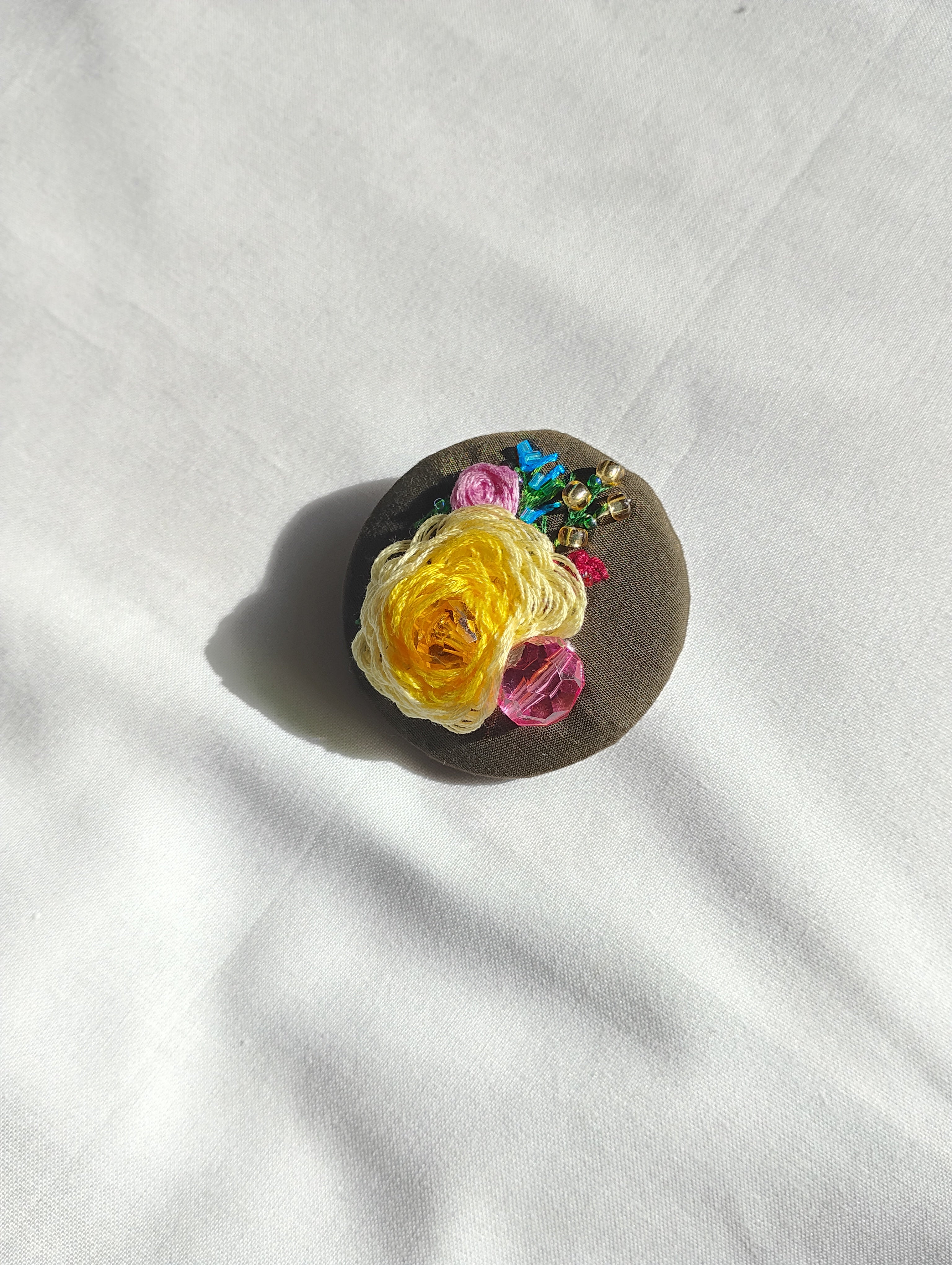 yellow flower brooch 016- Handcrafted Statement Jewelry