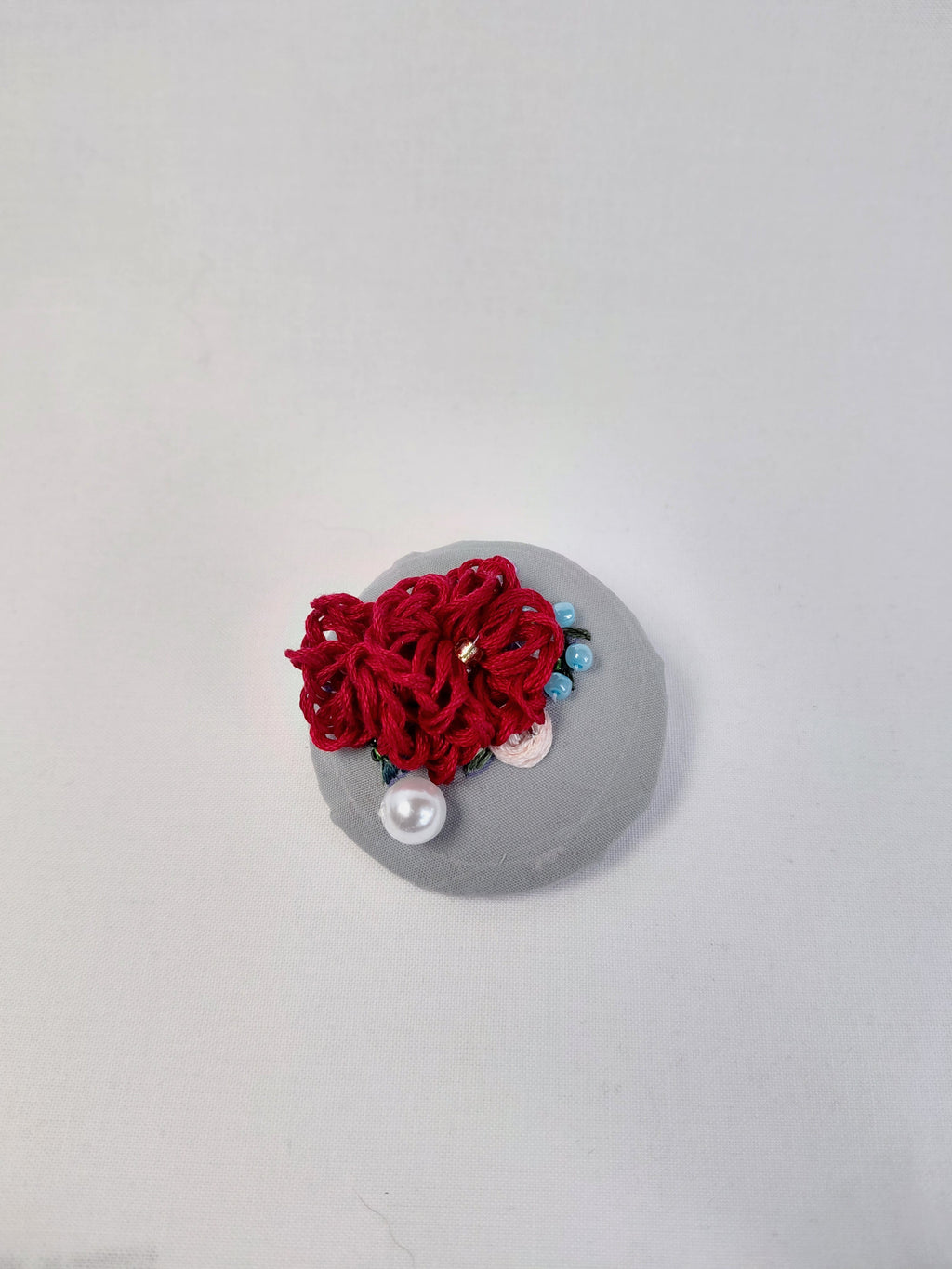 burgundy flower brooch 003- Handcrafted Statement Jewelry