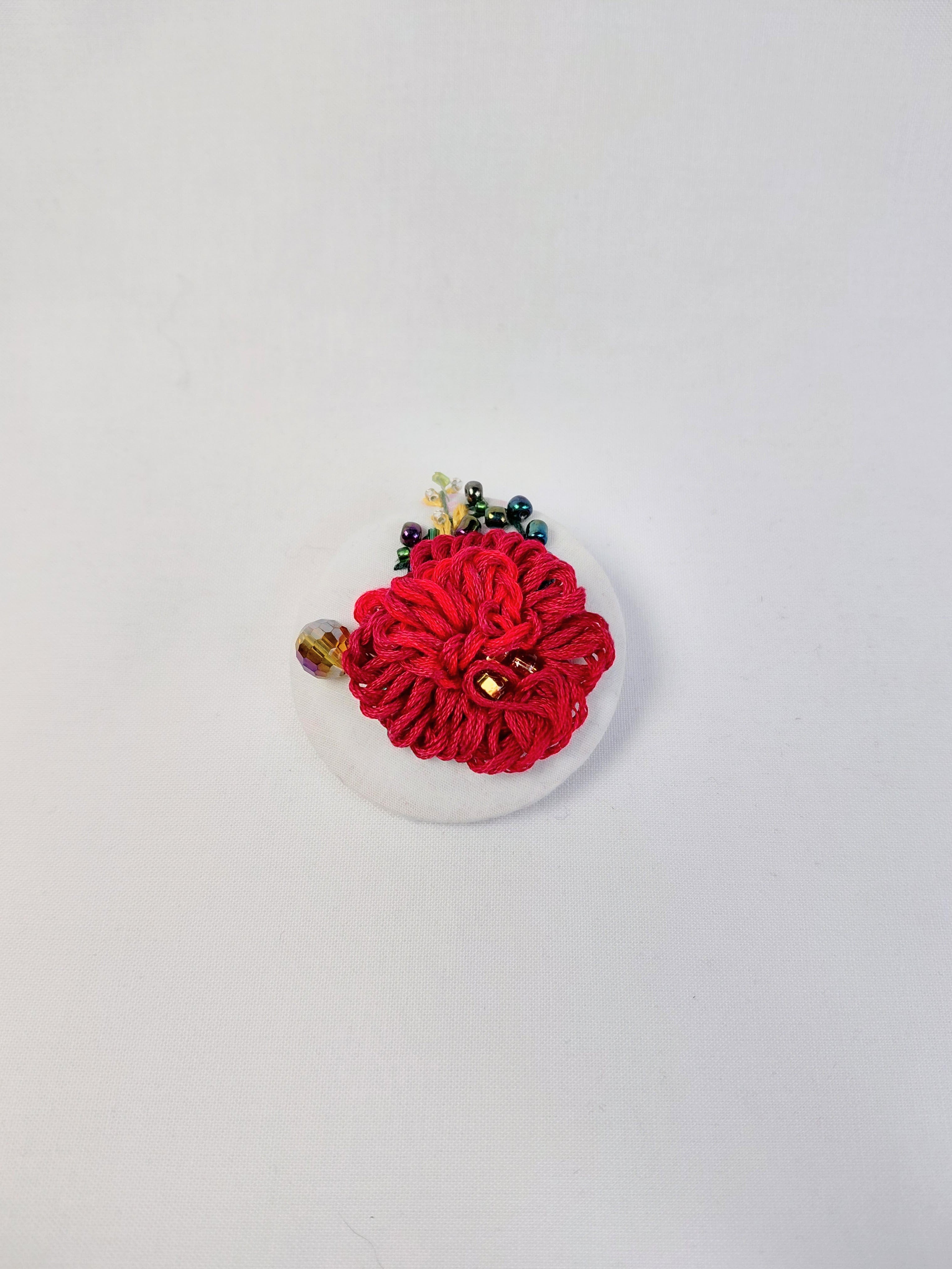 burgundy flower brooch 004
