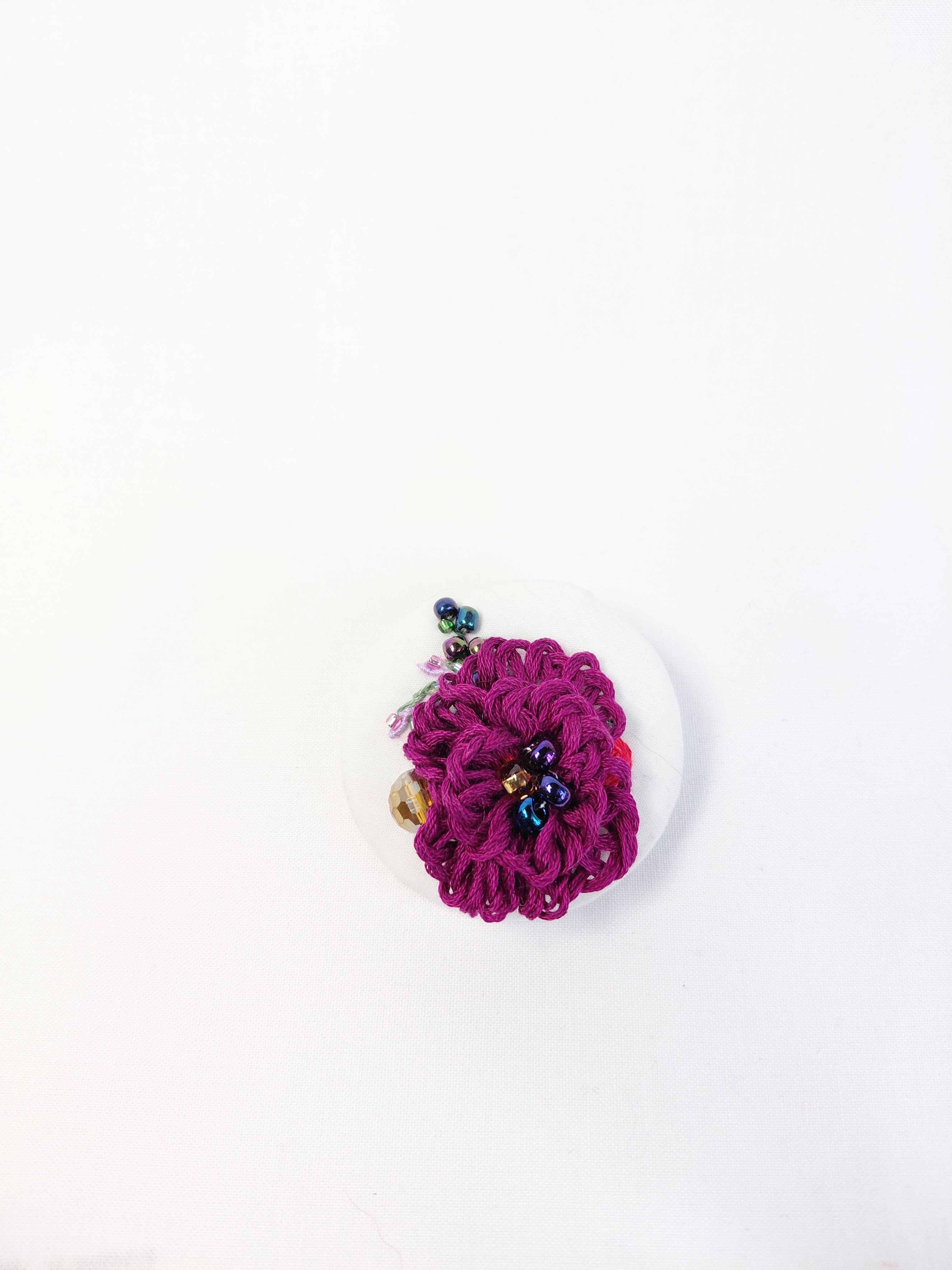 burgundy flower brooch 007- Handcrafted Statement Jewelry
