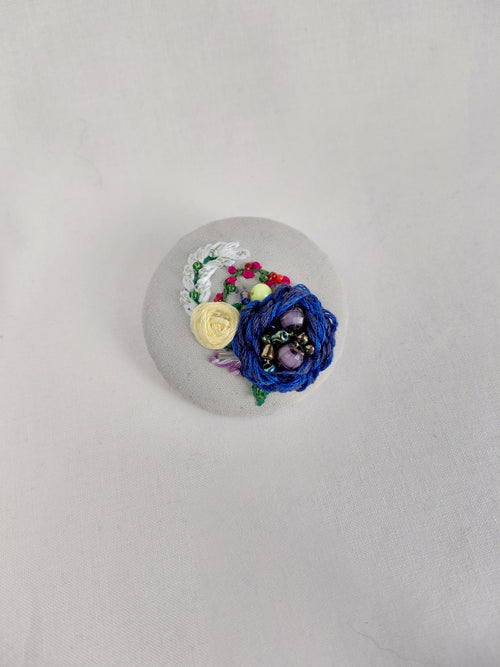 blue flower brooch 021- Handcrafted Statement Jewelry