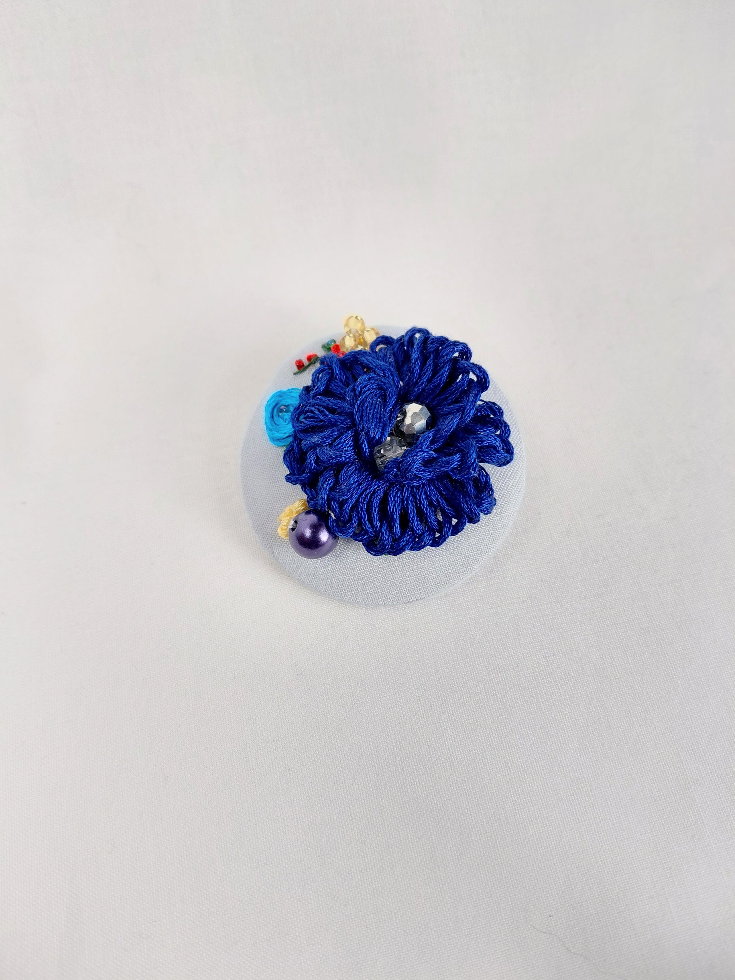blue flower brooch 022- Handcrafted Statement Jewelry