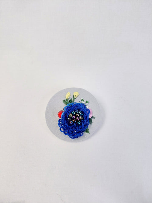 blue flower brooch 024- Handcrafted Statement Jewelry