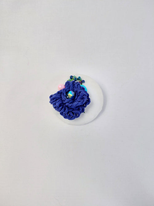 blue flower brooch 025- Handcrafted Statement Jewelry