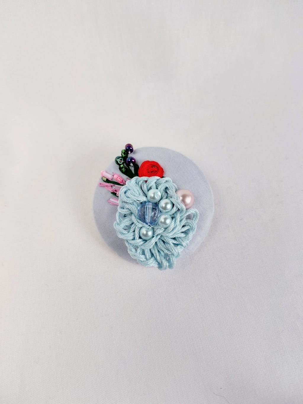 blue flower brooch 030- Handcrafted Statement Jewelry