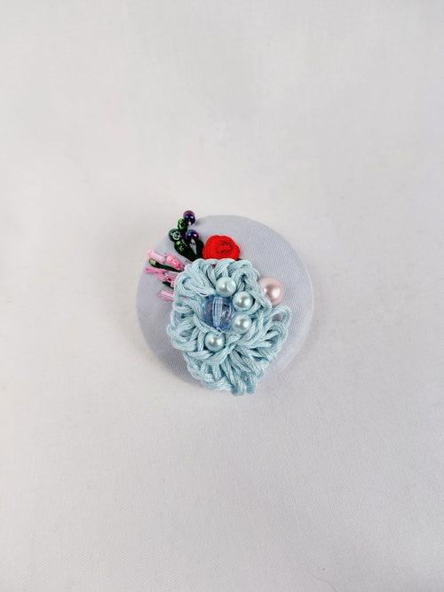 blue flower brooch 030- Handcrafted Statement Jewelry