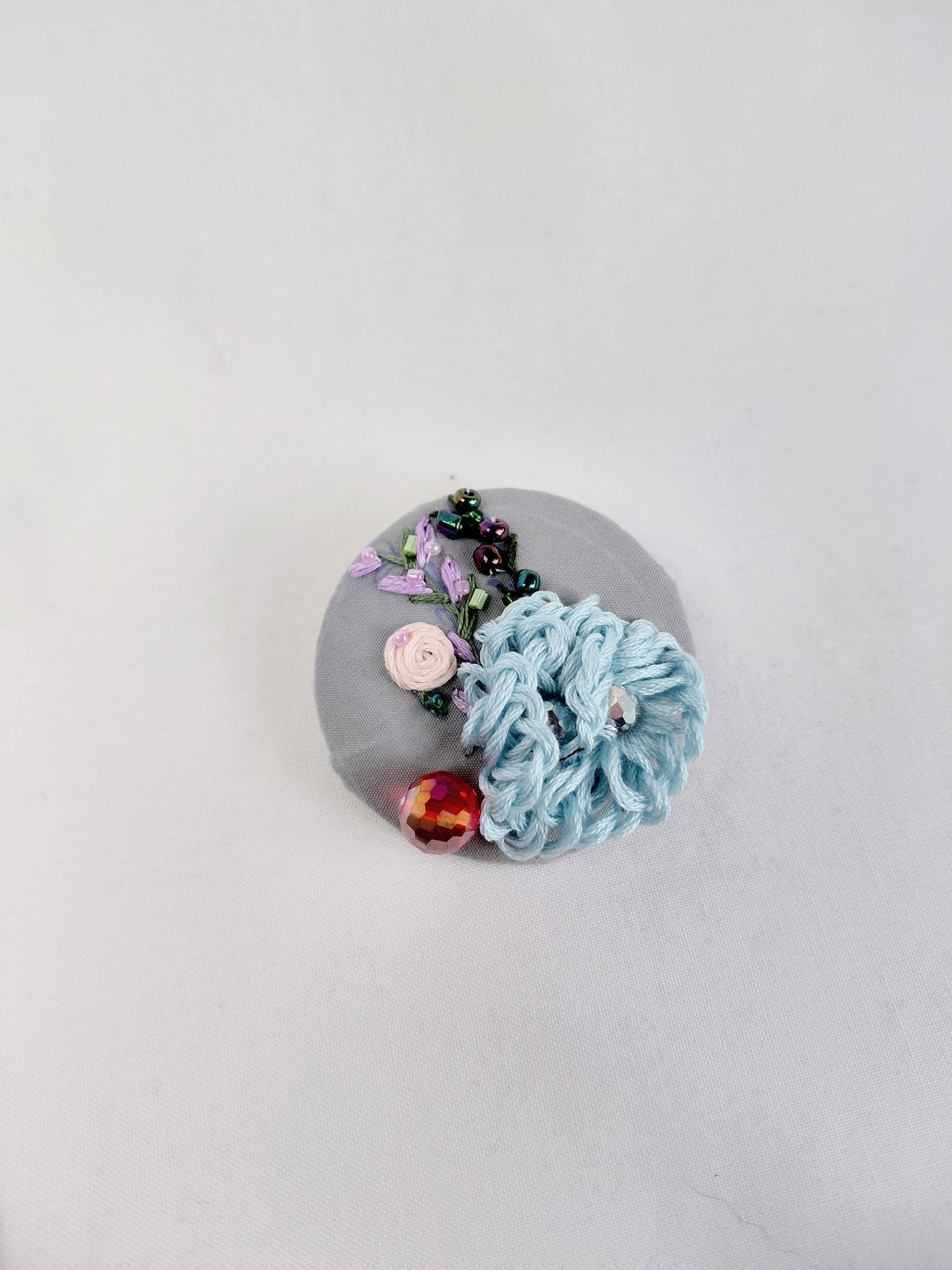 blue flower brooch 031- Handcrafted Statement Jewelry