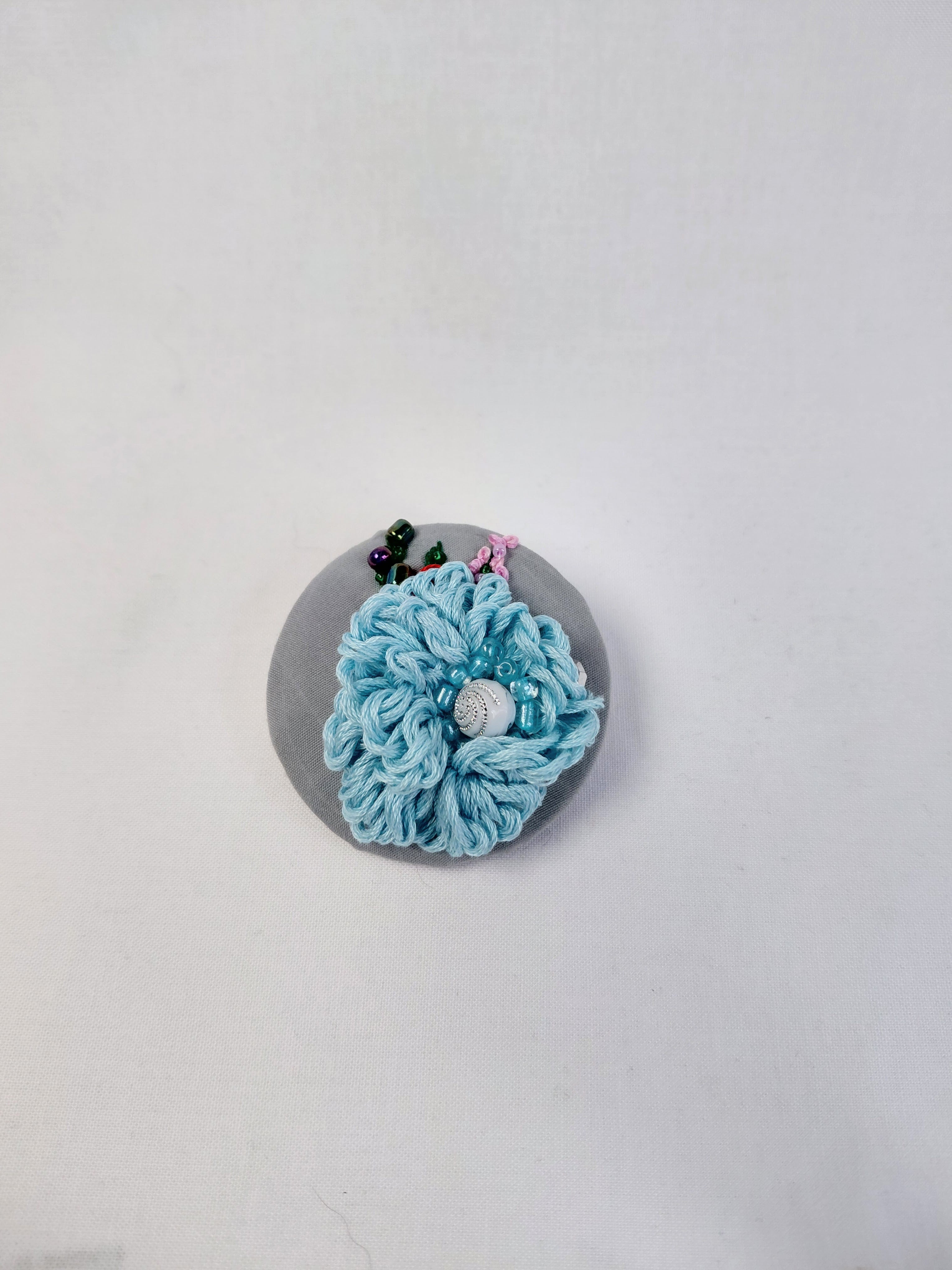 blue flower brooch 032- Handcrafted Statement Jewelry