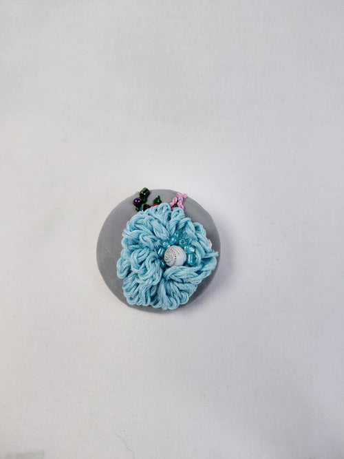 blue flower brooch 032- Handcrafted Statement Jewelry