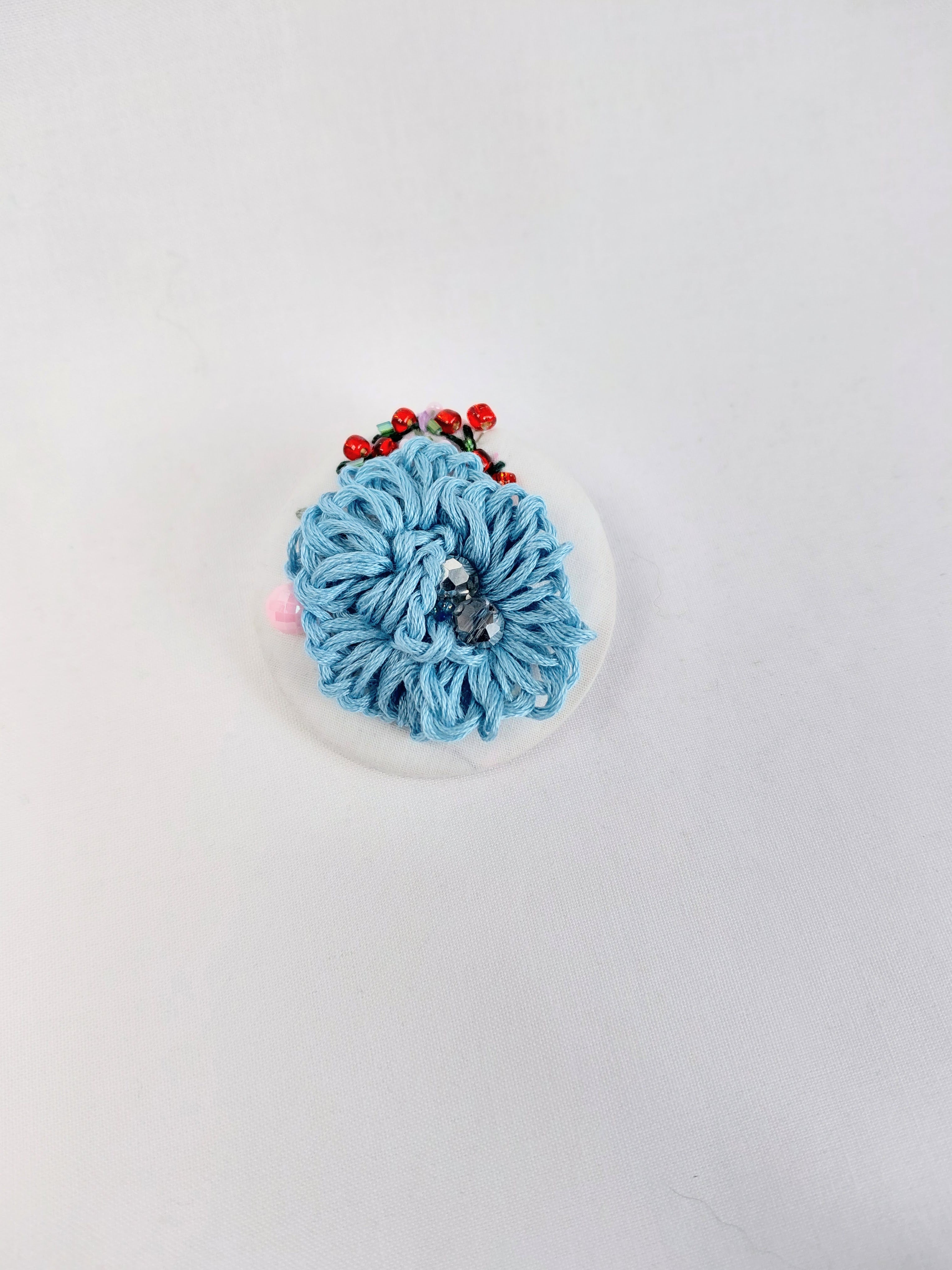 blue flower brooch 033- Handcrafted Statement Jewelry