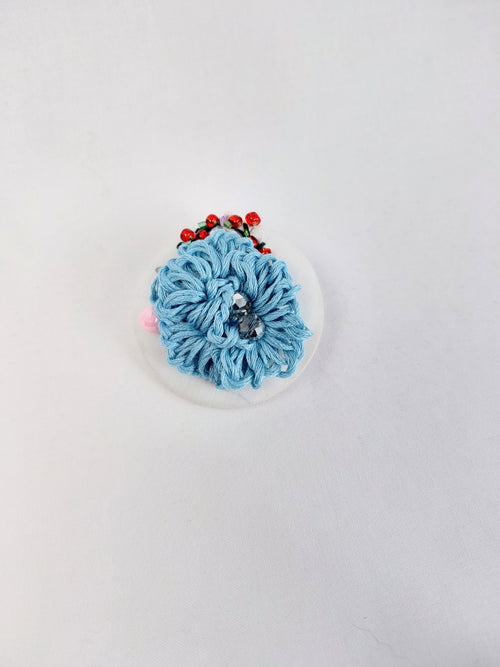 blue flower brooch 033- Handcrafted Statement Jewelry