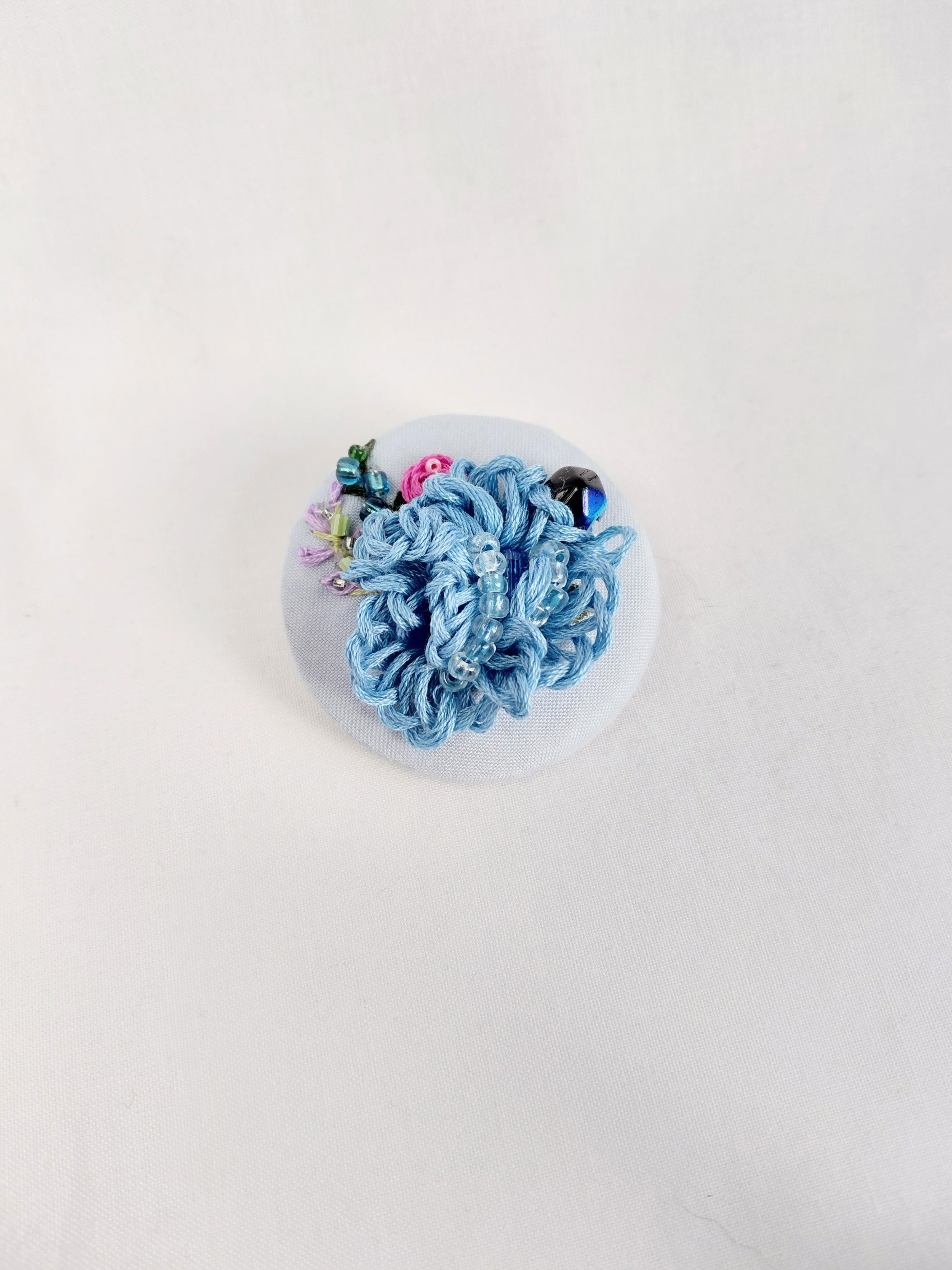 blue flower brooch 034- Handcrafted Statement Jewelry