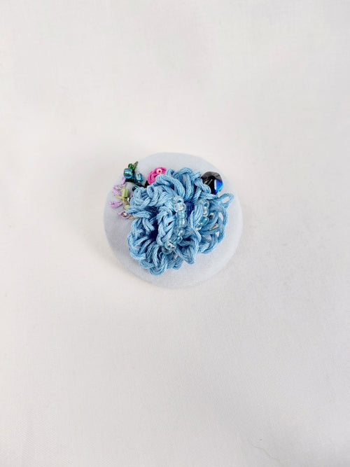 blue flower brooch 034- Handcrafted Statement Jewelry