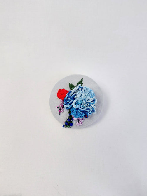 blue flower brooch 038- Handcrafted Statement Jewelry
