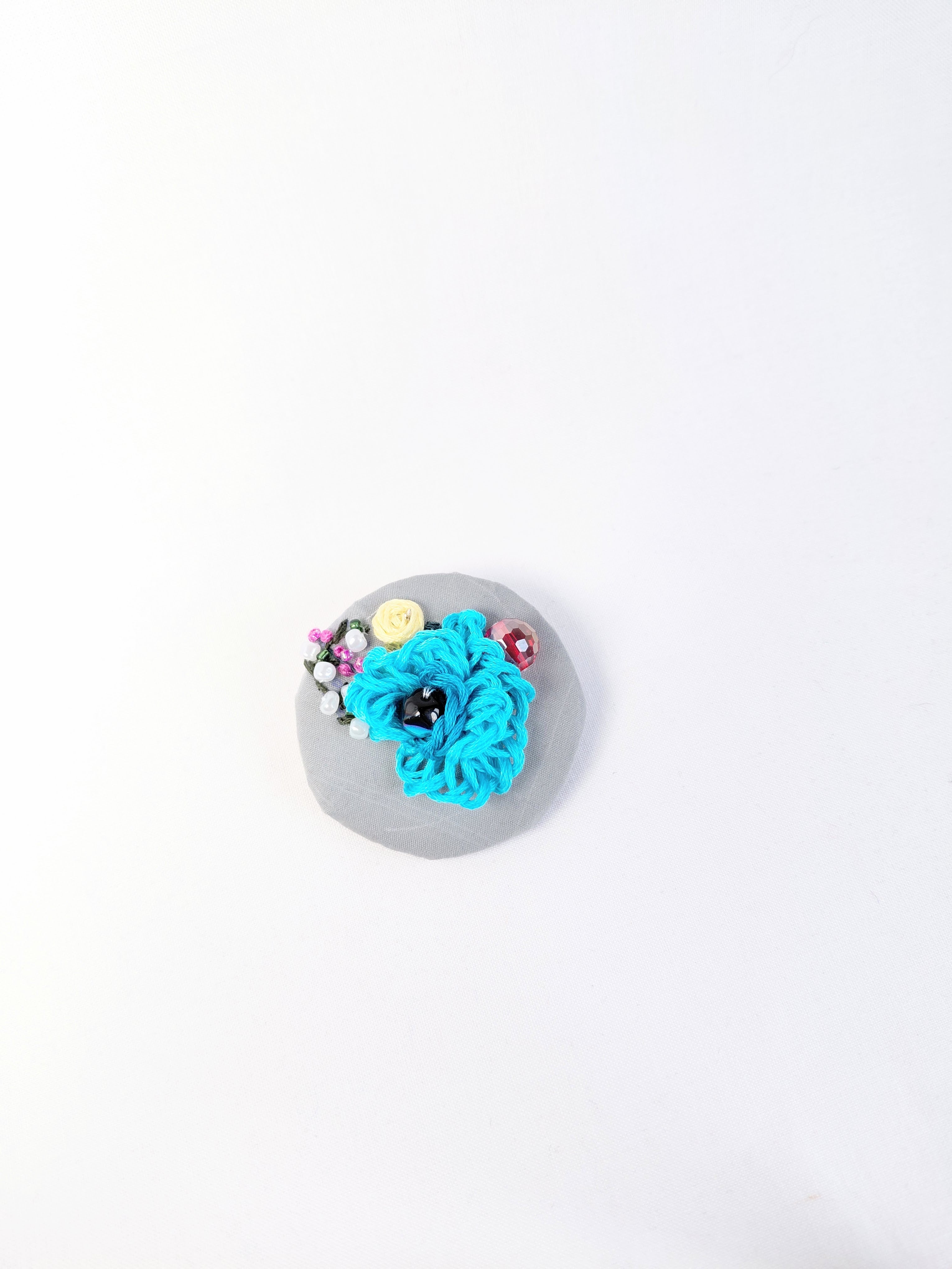 turquoise flower brooch 008- Handcrafted Statement Jewelry