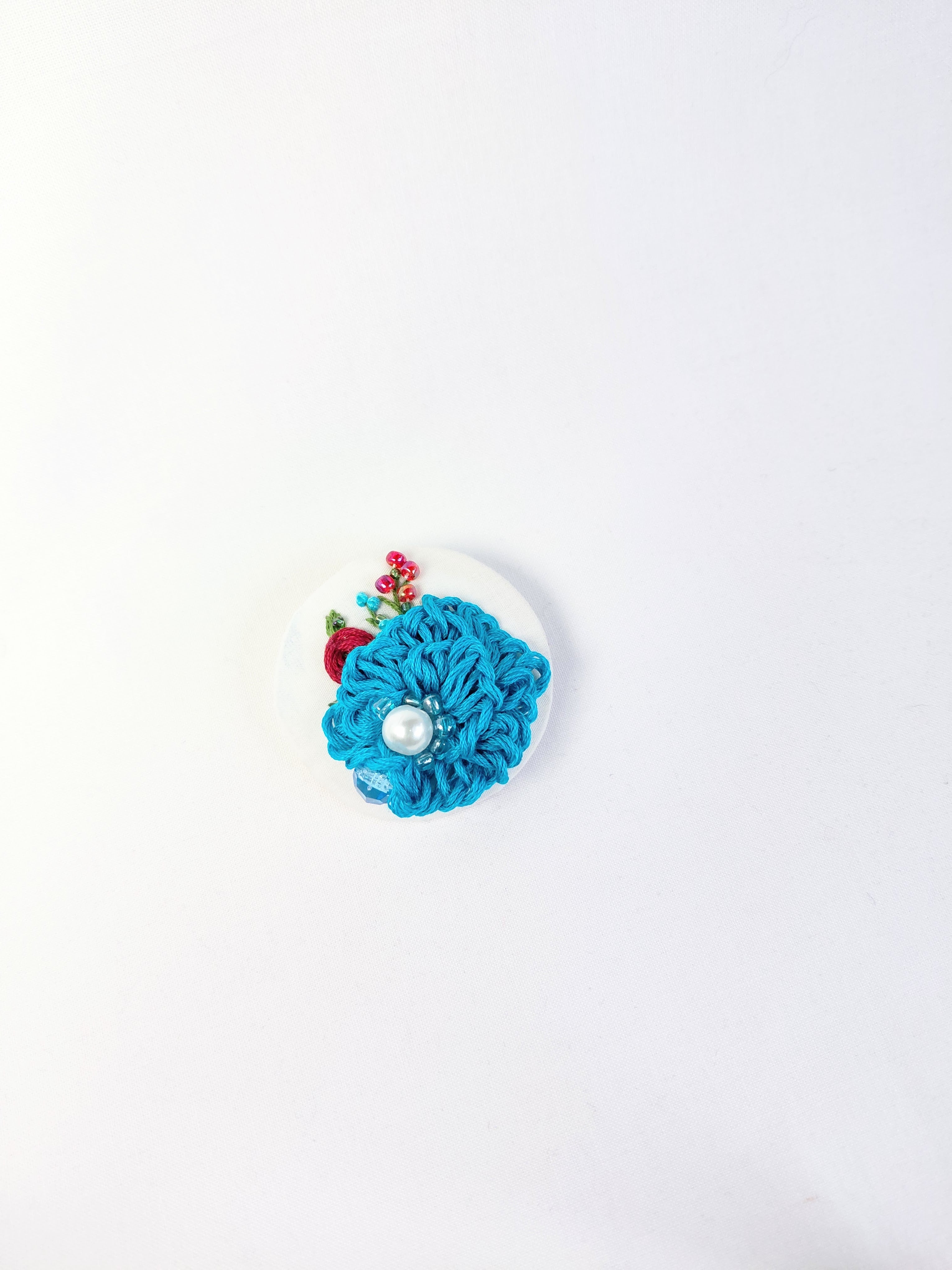turquoise flower brooch 009- Handcrafted Statement Jewelry