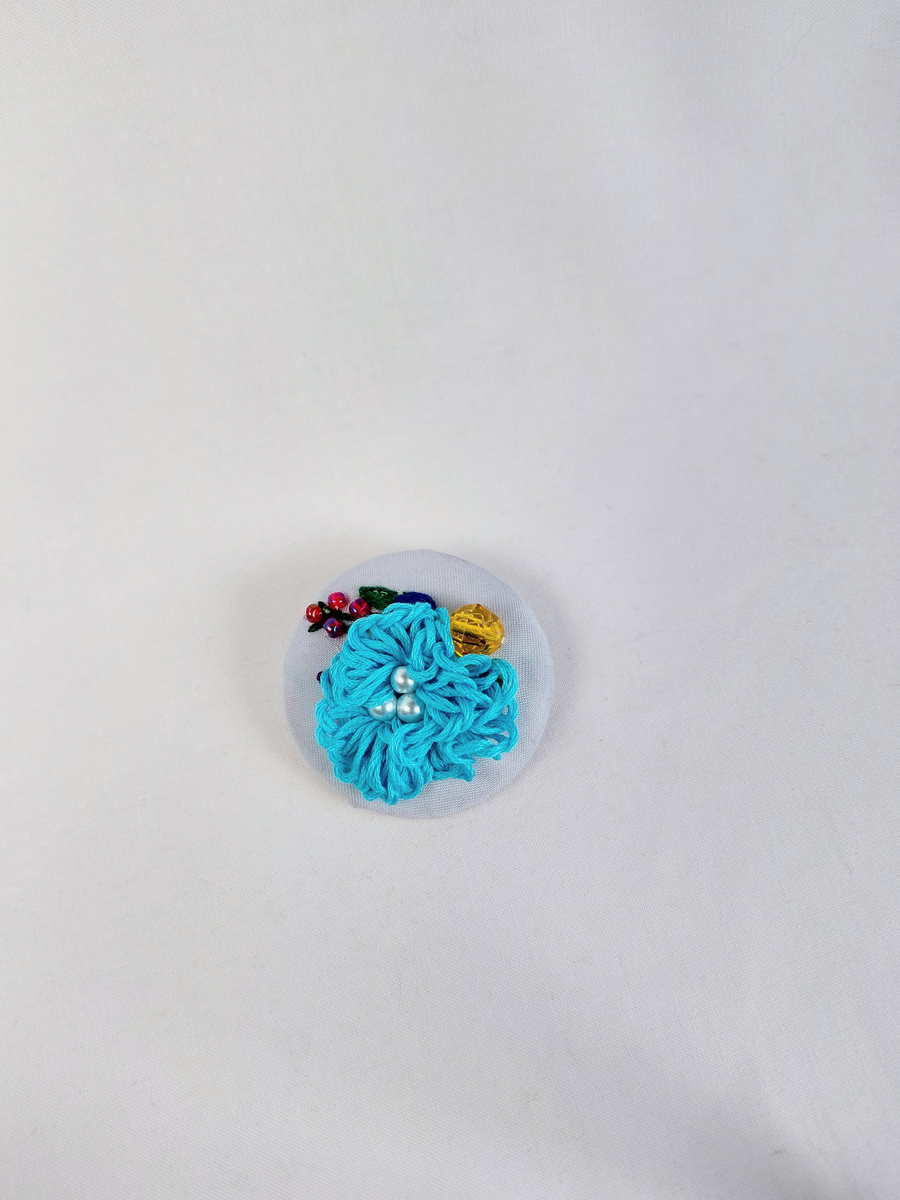 turquoise flower brooch 010- Handcrafted Statement Jewelry