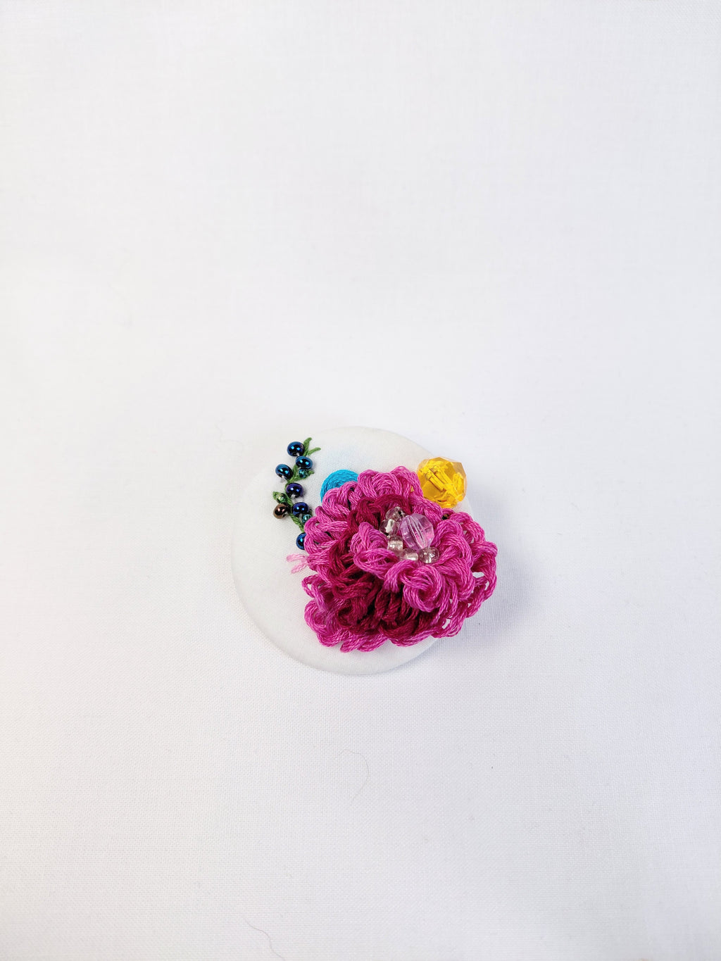 fuschia flower brooch 010- Handcrafted Statement Jewelry