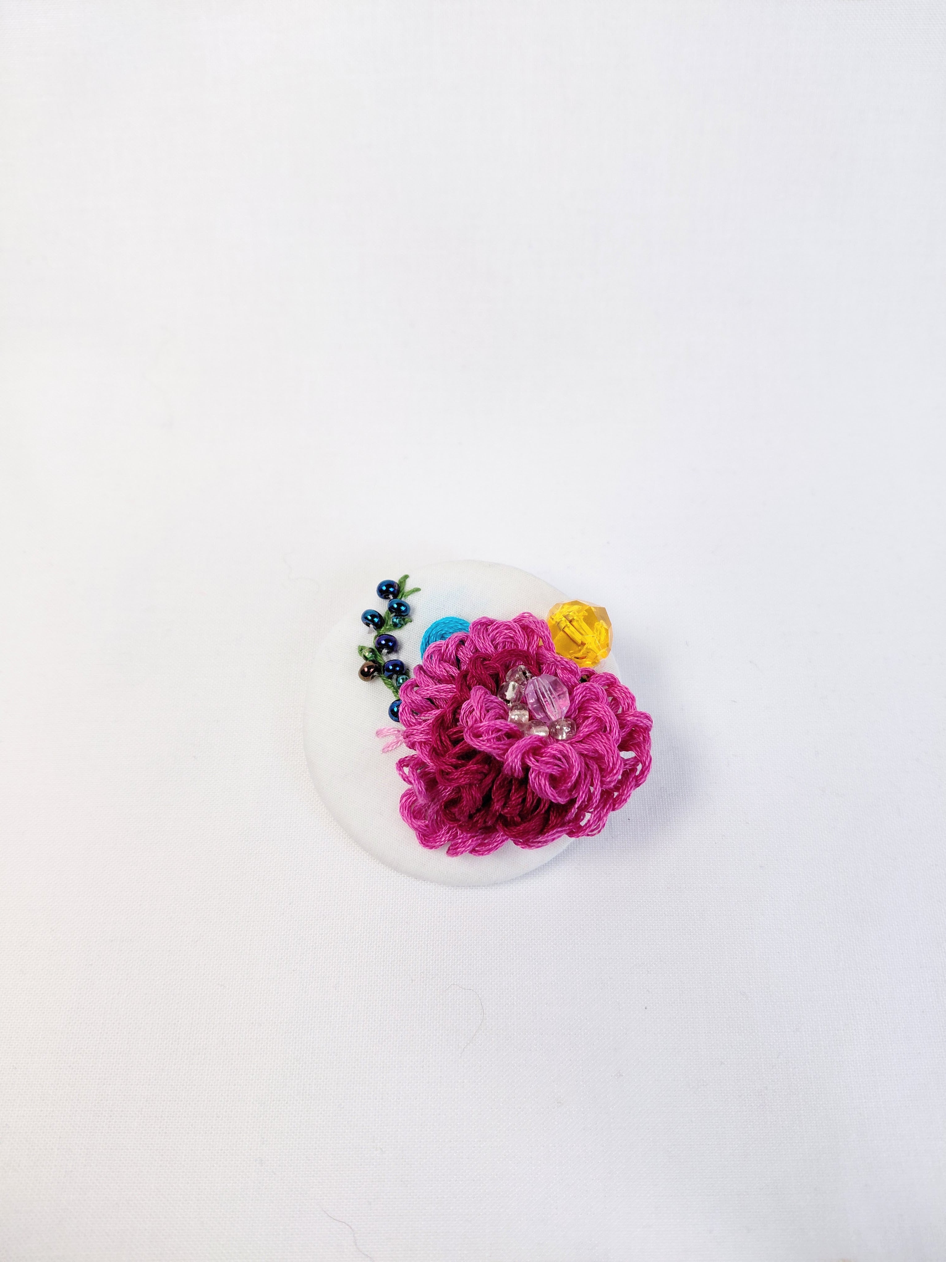 fuschia flower brooch 010- Handcrafted Statement Jewelry