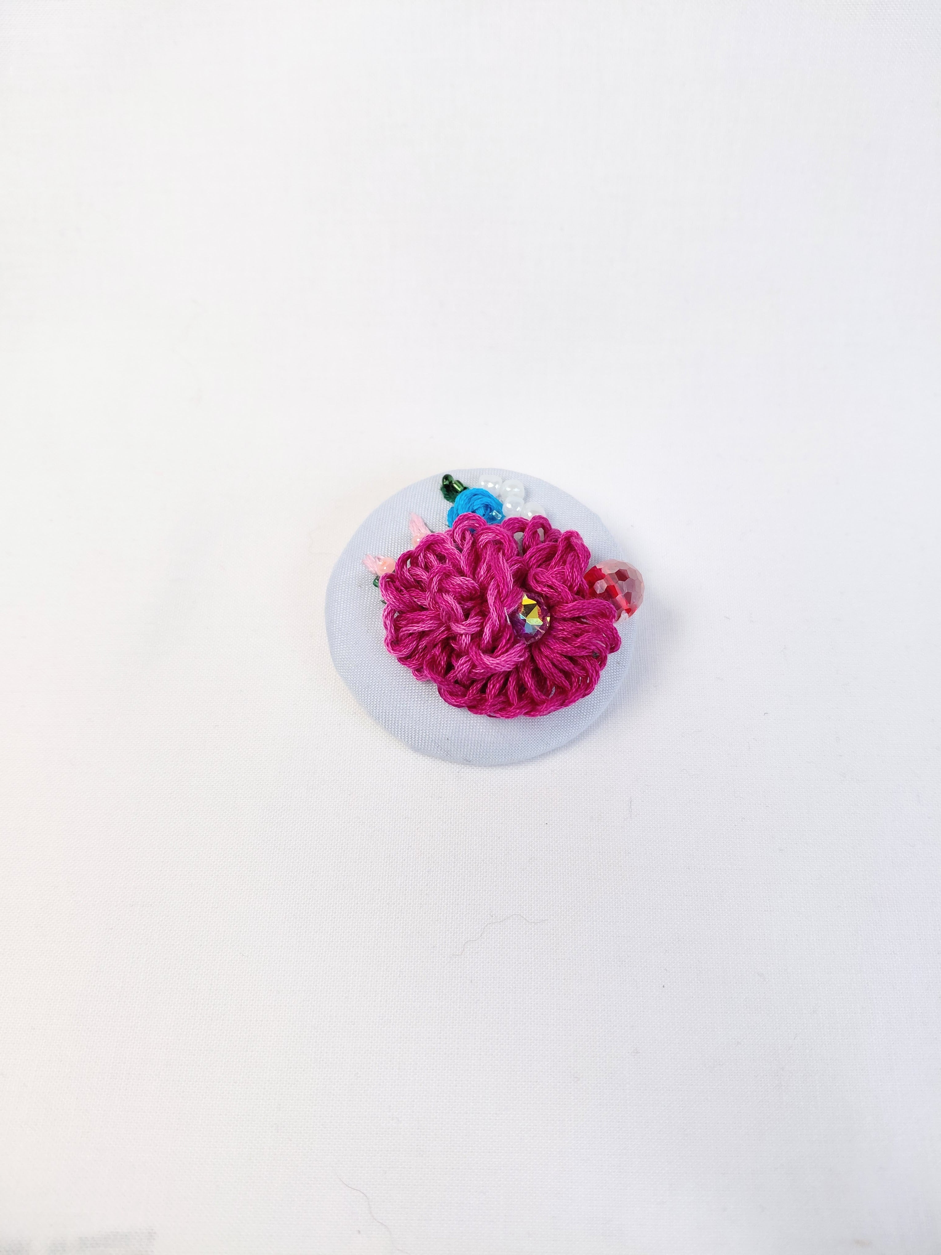 fuschia flower brooch 012