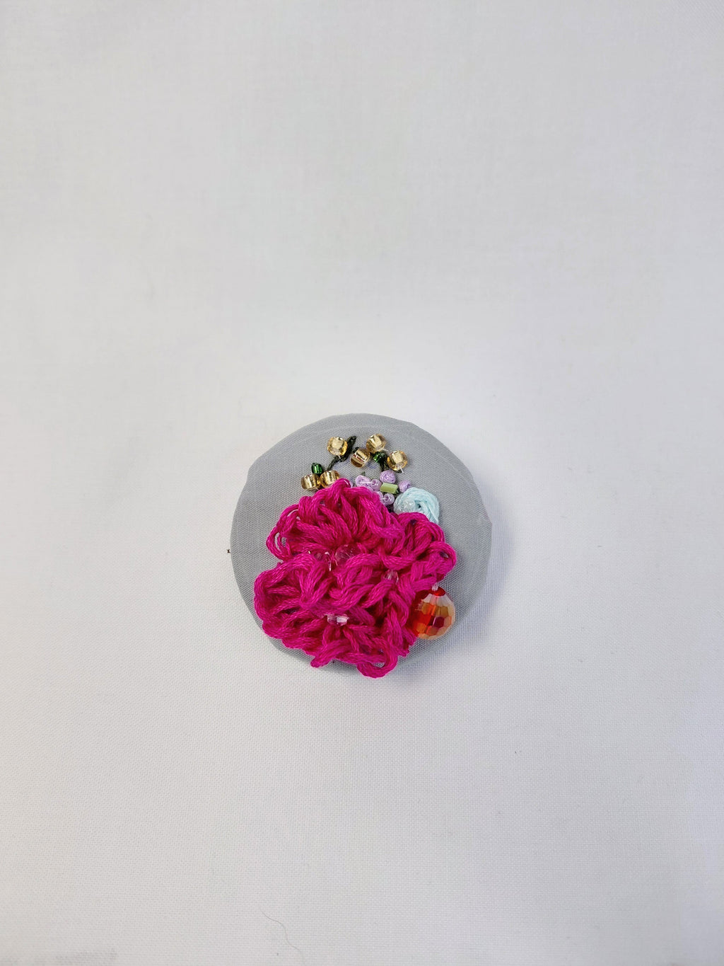 fuschia flower brooch 013
