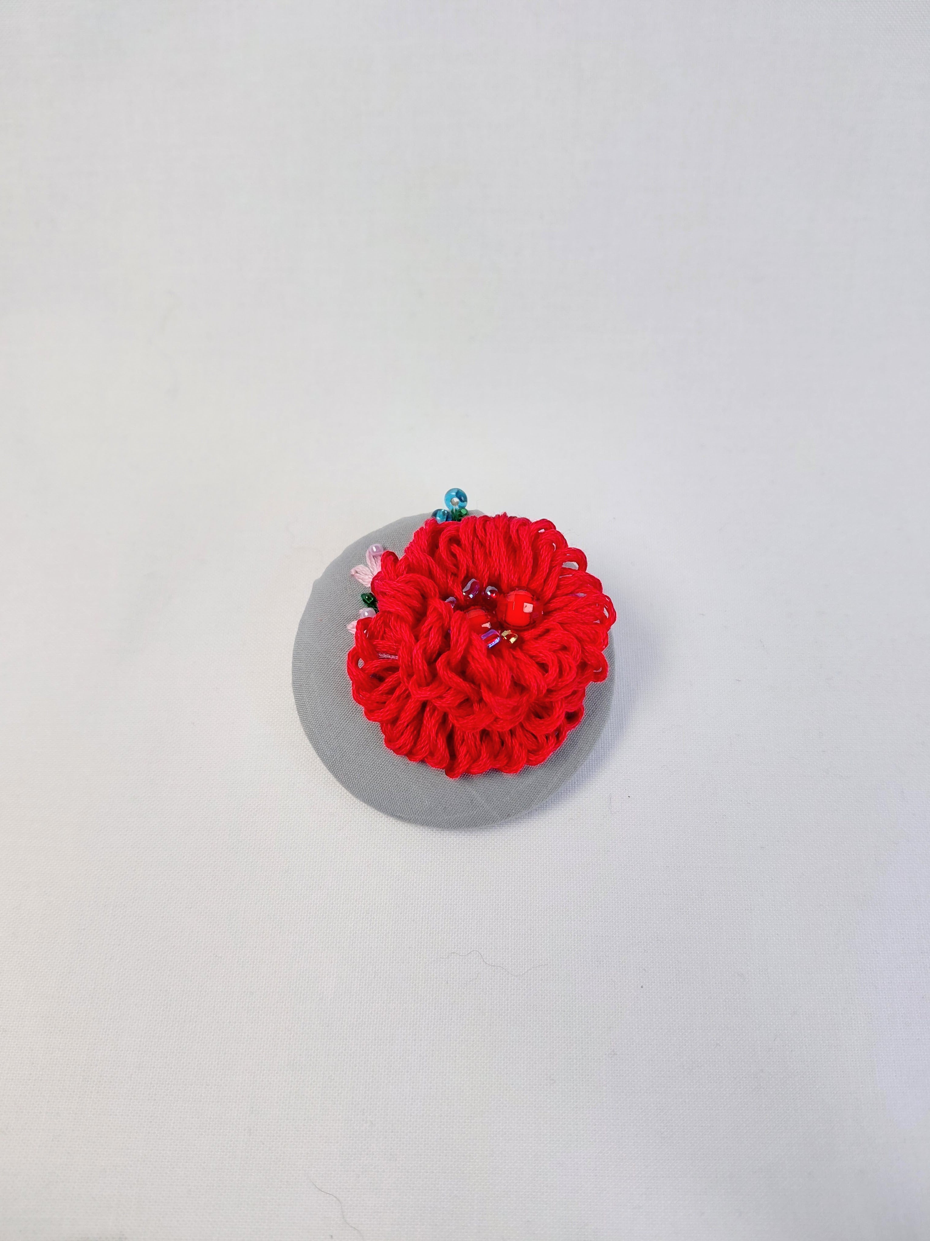 red flower brooch 015- Handcrafted Statement Jewelry