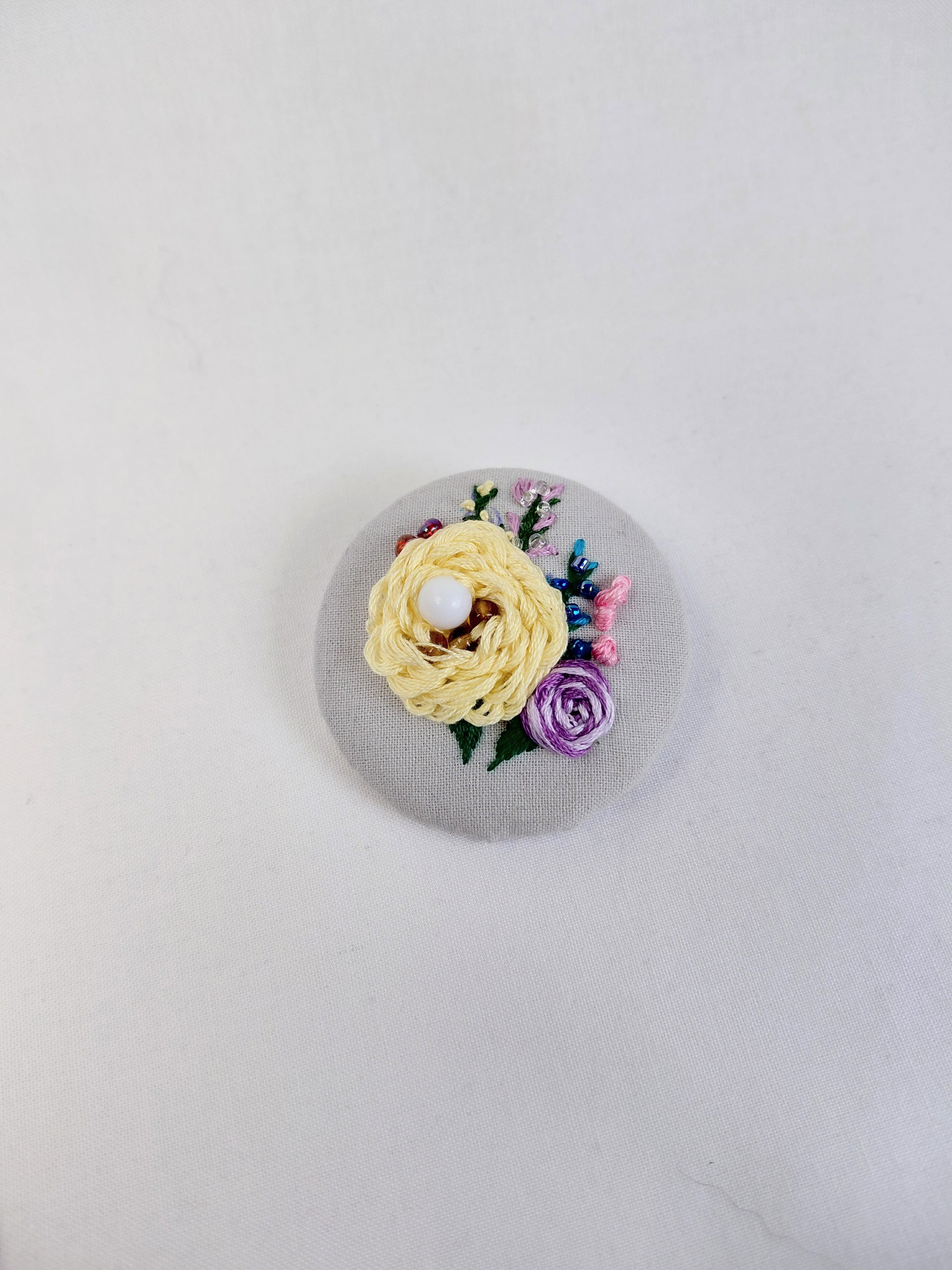 yellow flower brooch 006- Handcrafted Statement Jewelry