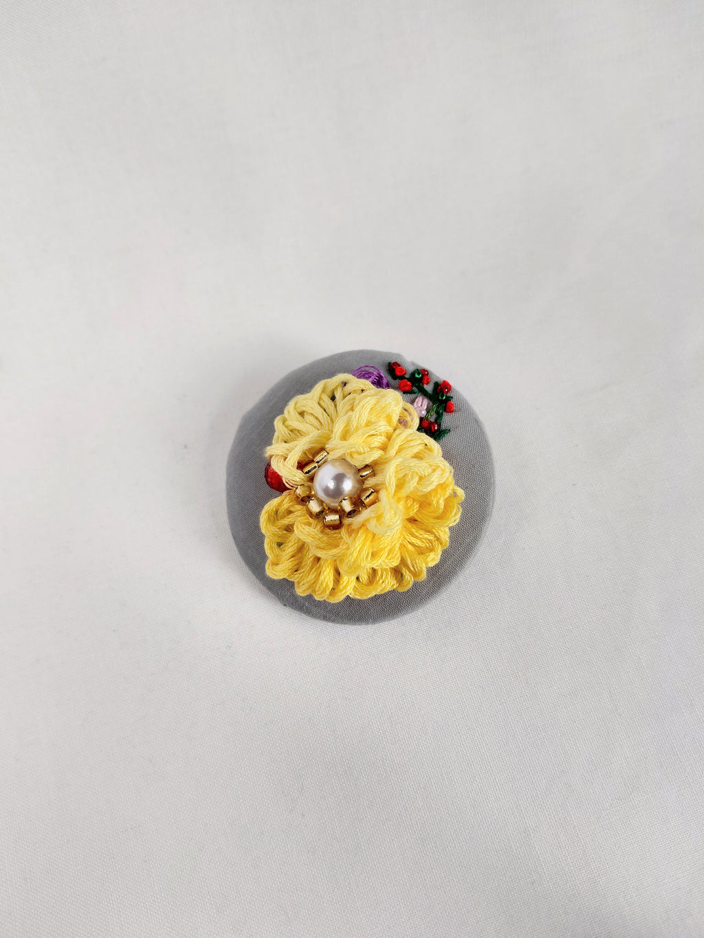 yellow flower brooch 018- Handcrafted Statement Jewelry