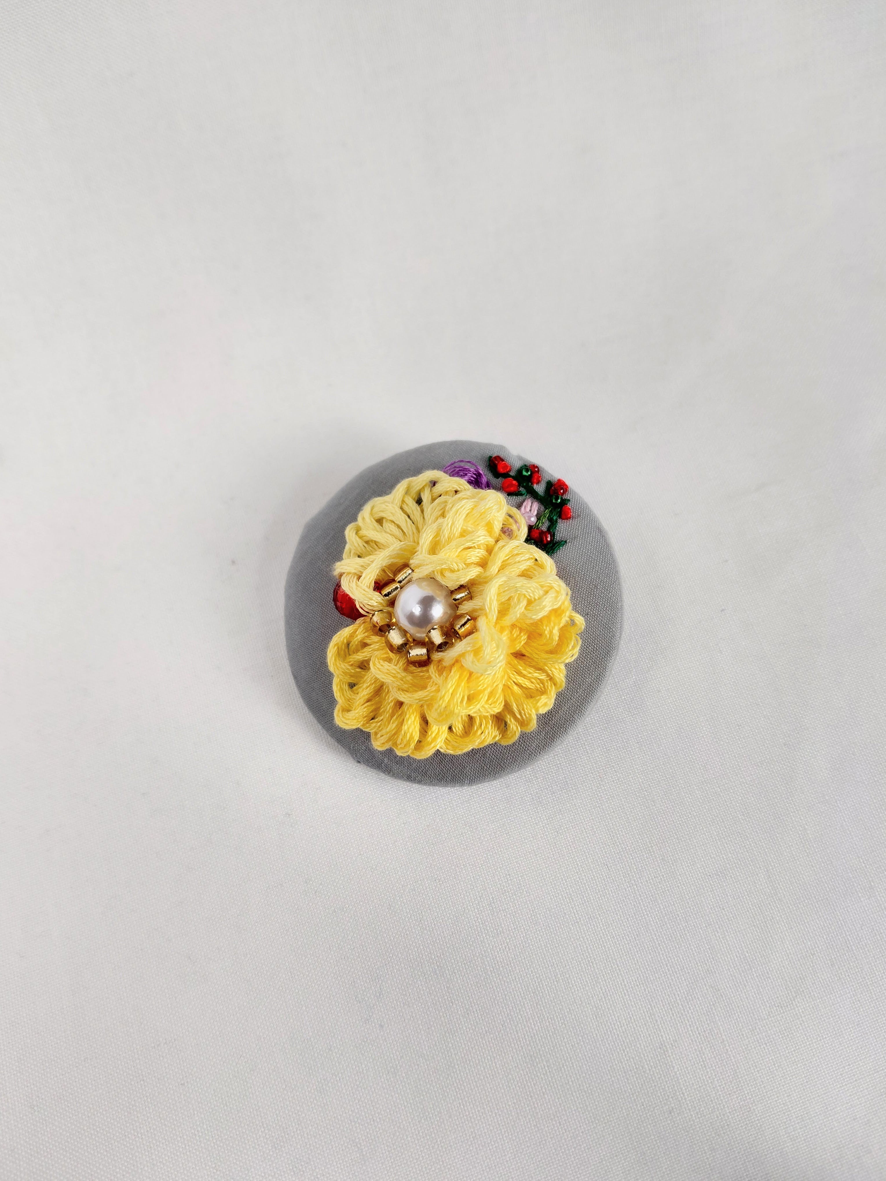 yellow flower brooch 018- Handcrafted Statement Jewelry
