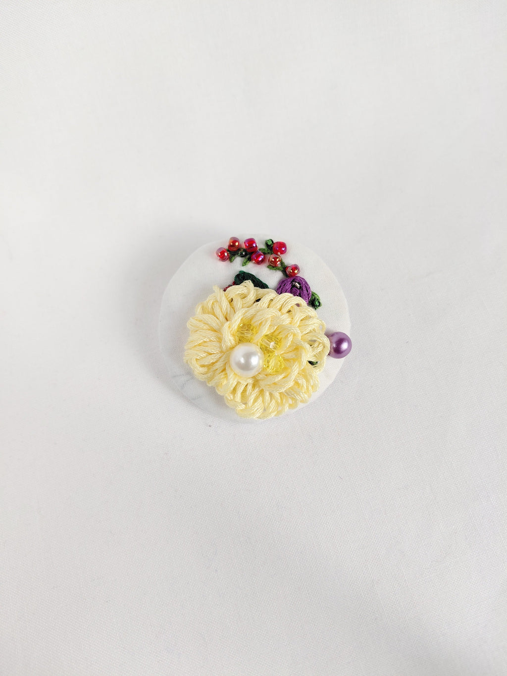 yellow flower brooch 020- Handcrafted Statement Jewelry