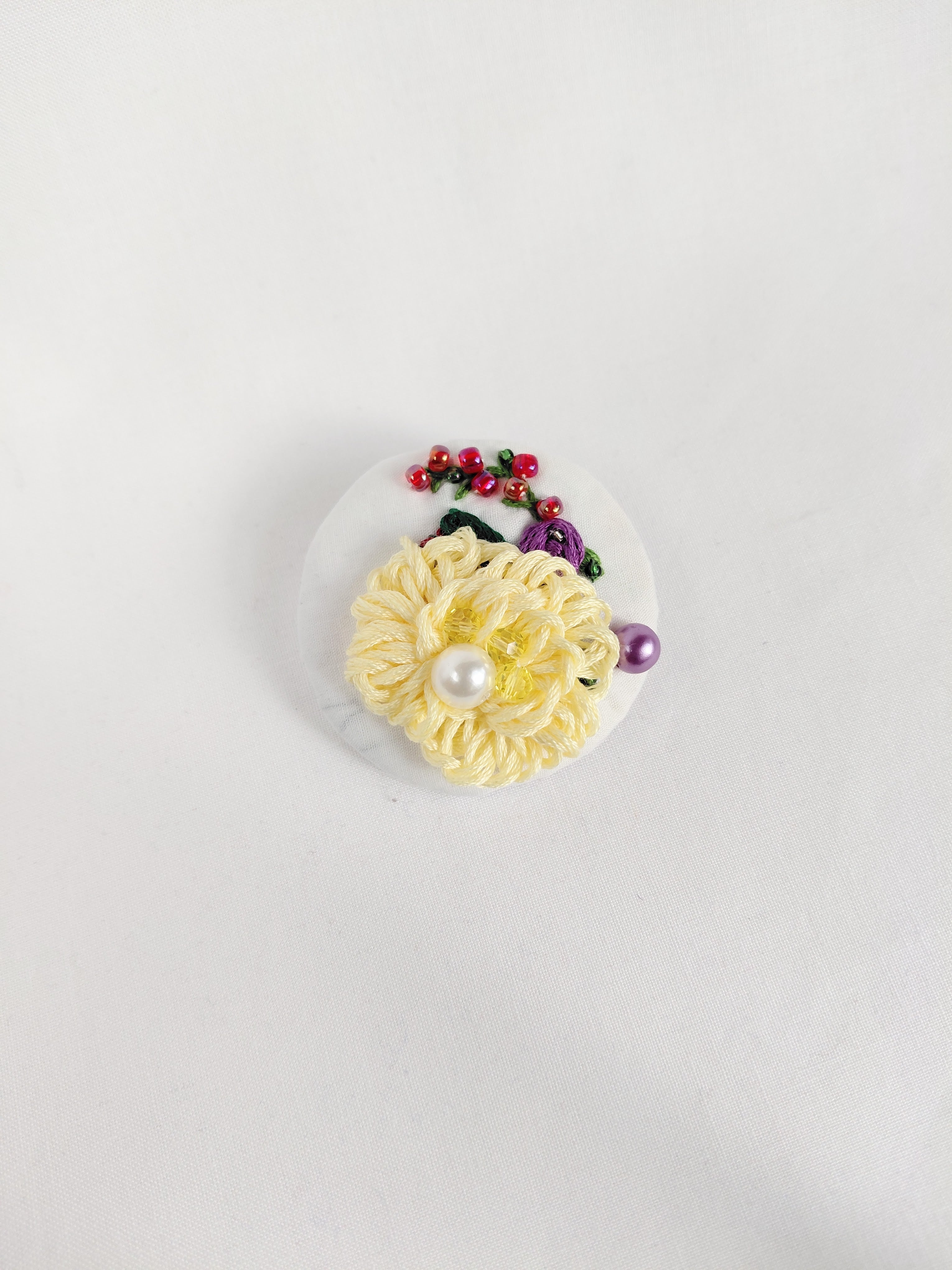 yellow flower brooch 020- Handcrafted Statement Jewelry