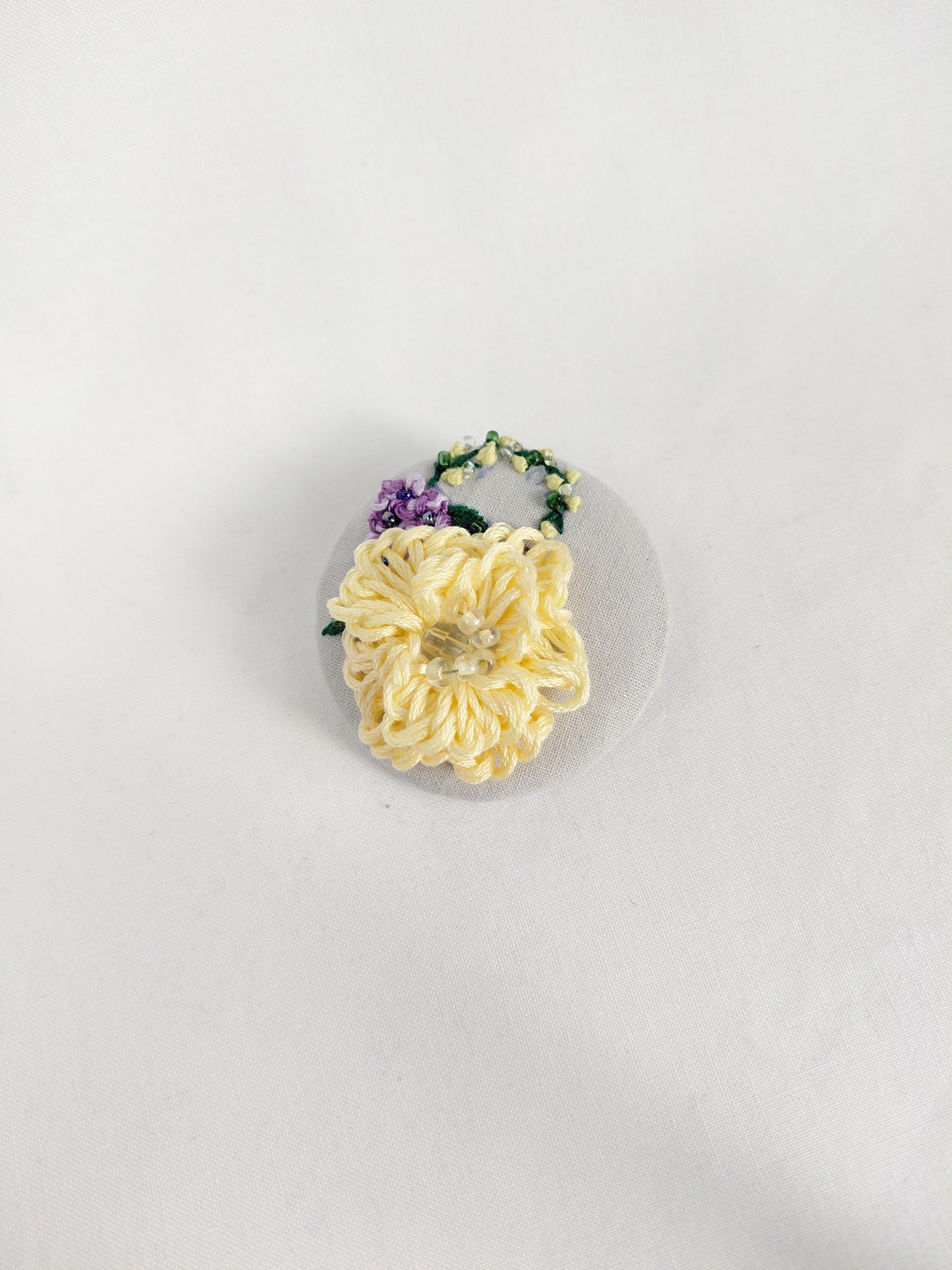 yellow flower brooch 021- Handcrafted Statement Jewelry