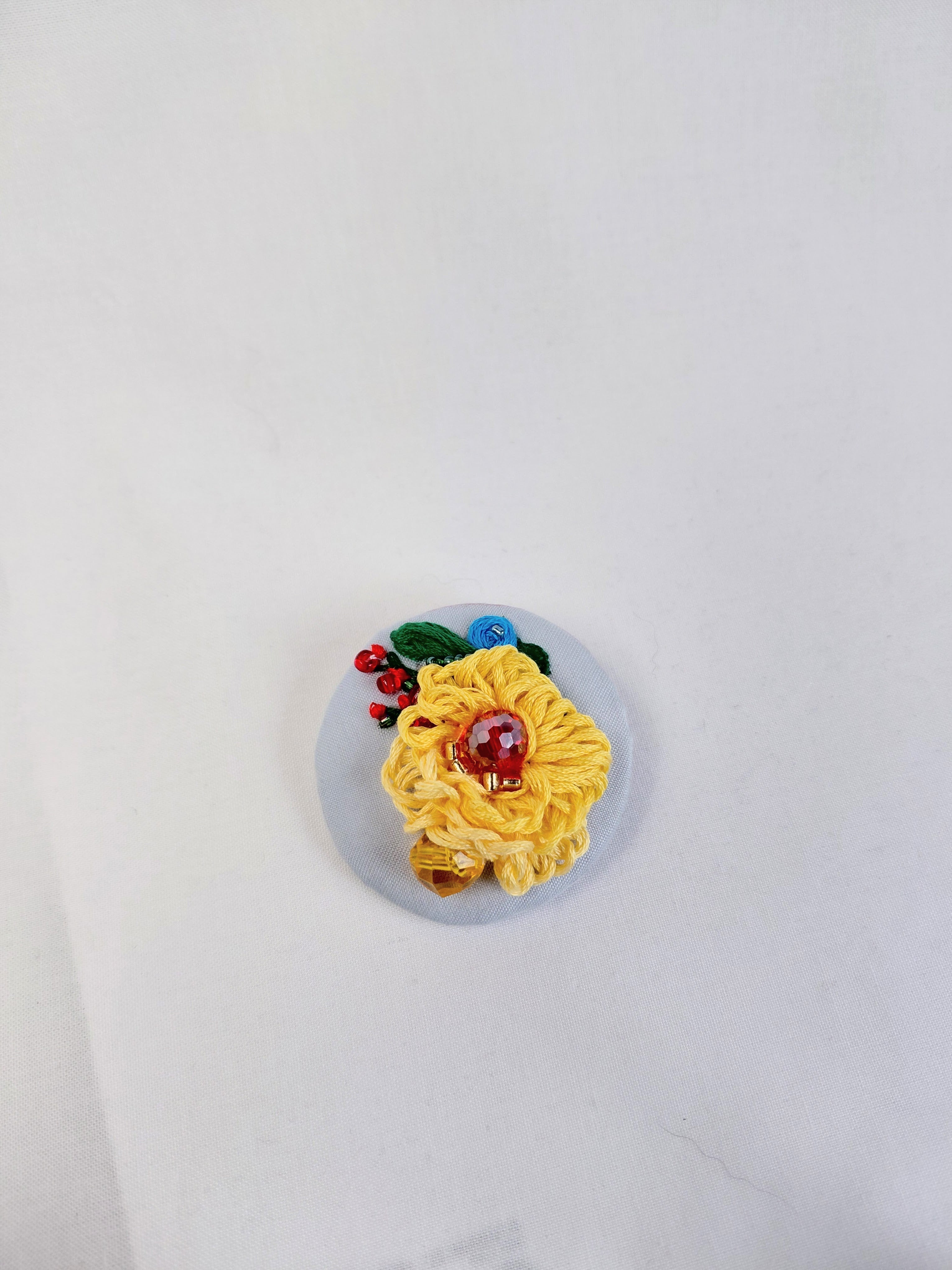 yellow flower brooch 022- Handcrafted Statement Jewelry