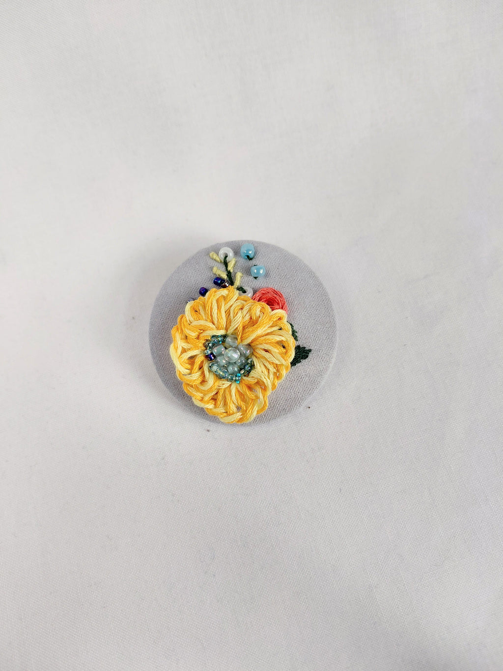 yellow flower brooch 023- Handcrafted Statement Jewelry