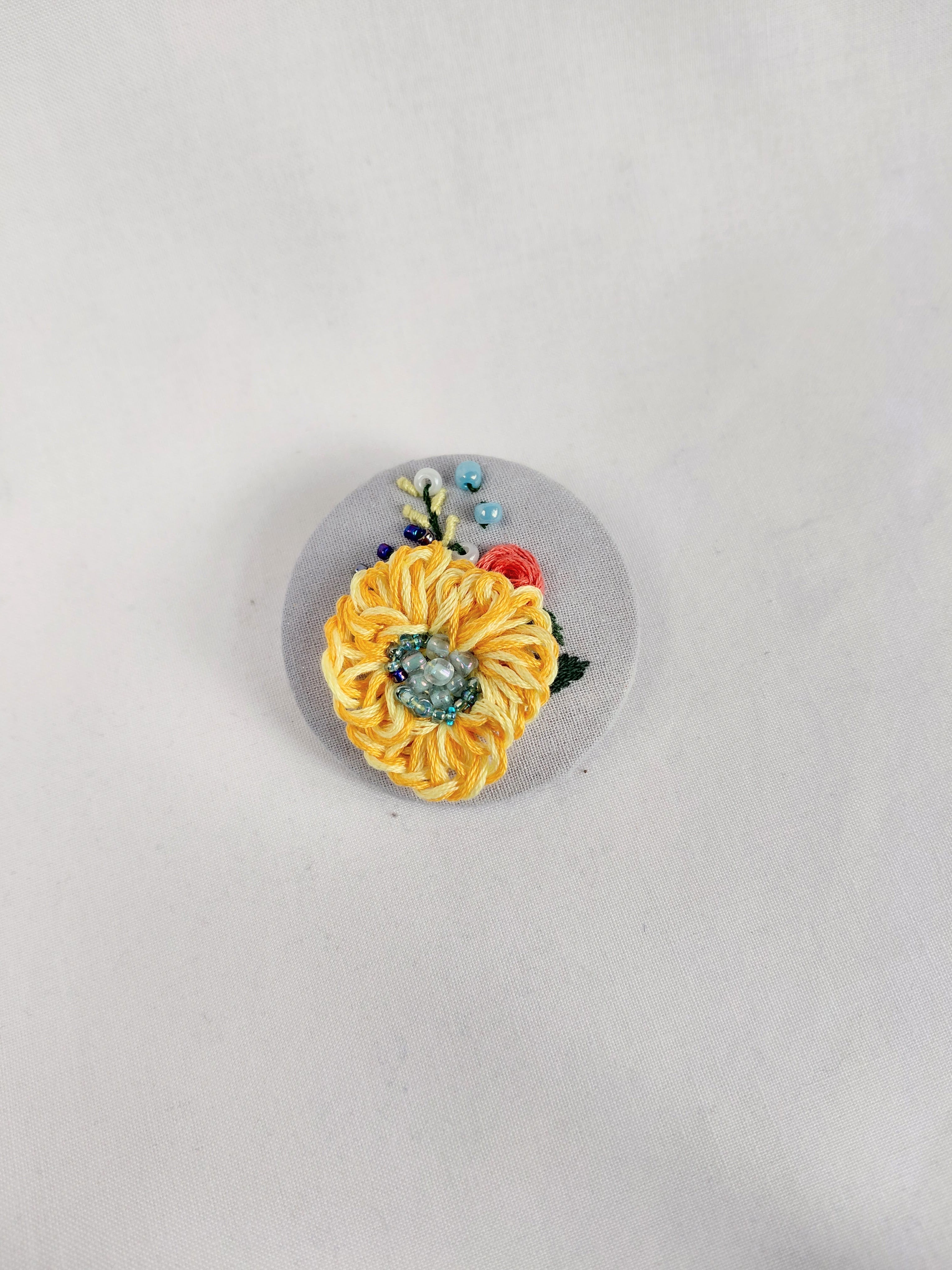 yellow flower brooch 023- Handcrafted Statement Jewelry