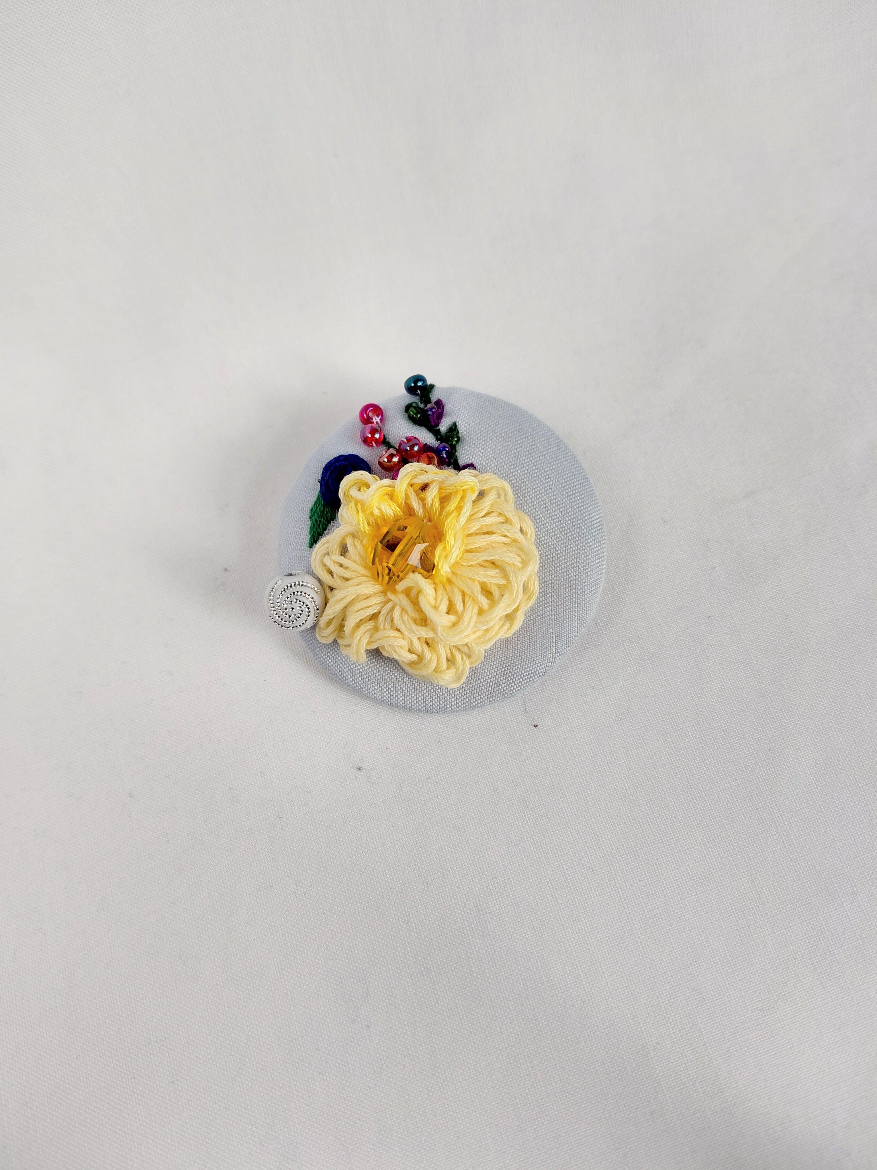yellow flower brooch 026- Handcrafted Statement Jewelry