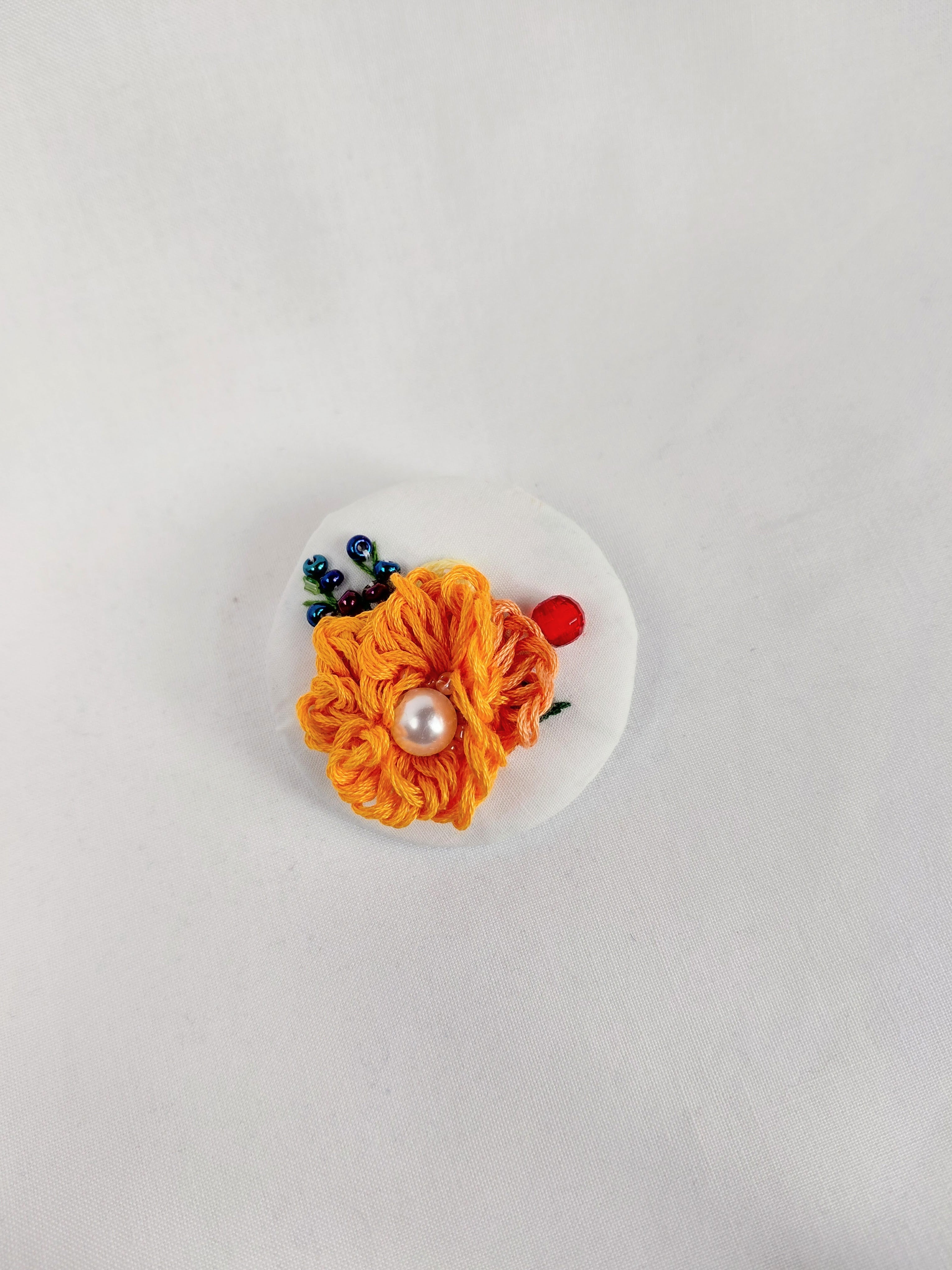 orange Flower Brooch 009- Handcrafted Statement Jewelry