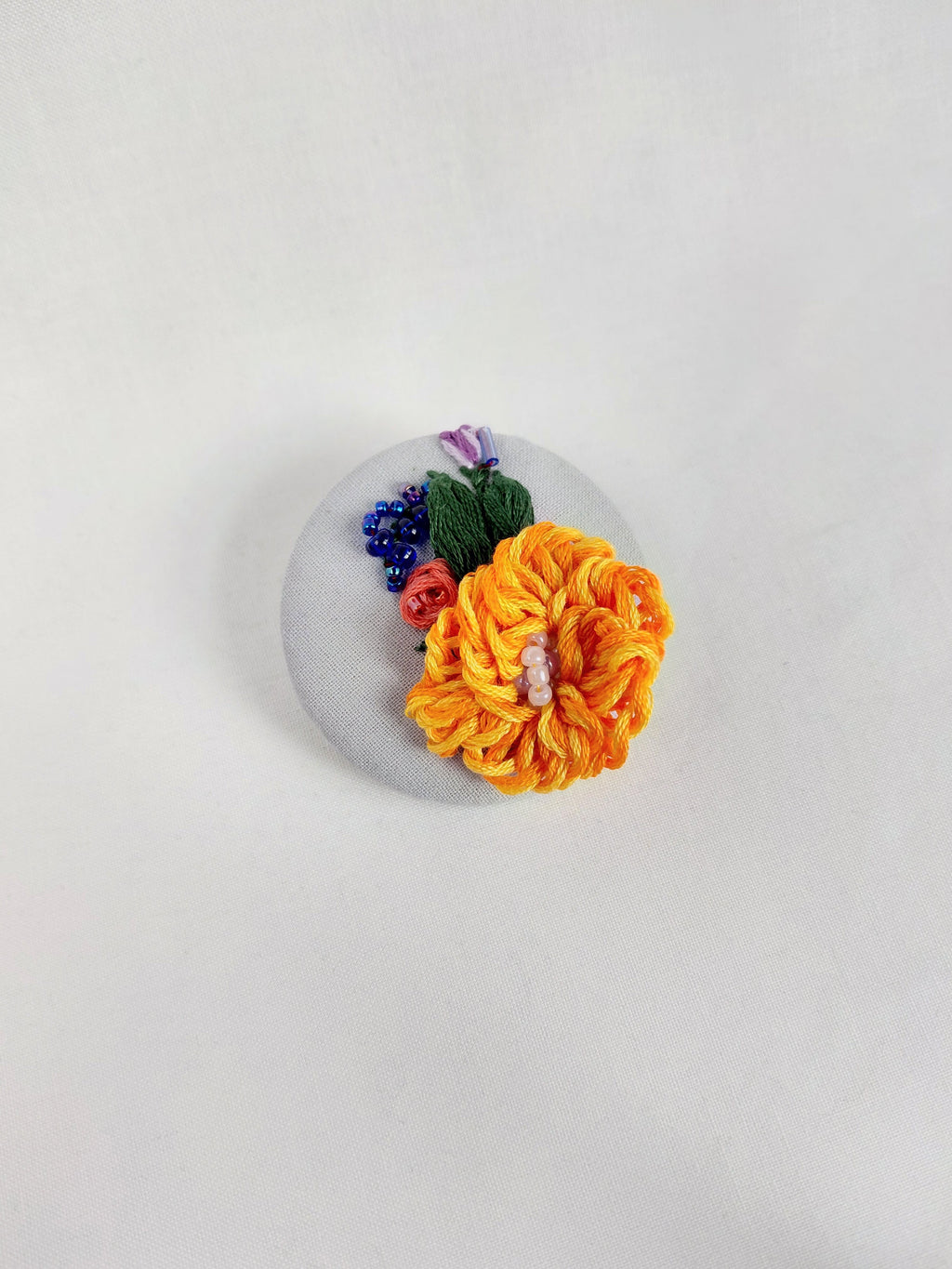 orange Flower Brooch 010- Handcrafted Statement Jewelry
