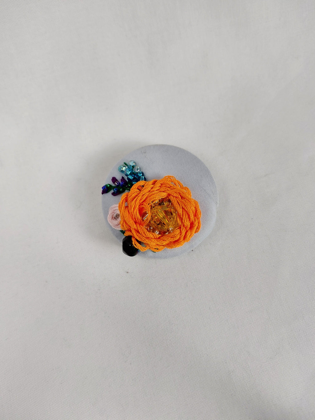 orange Flower Brooch 011- Handcrafted Statement Jewelry