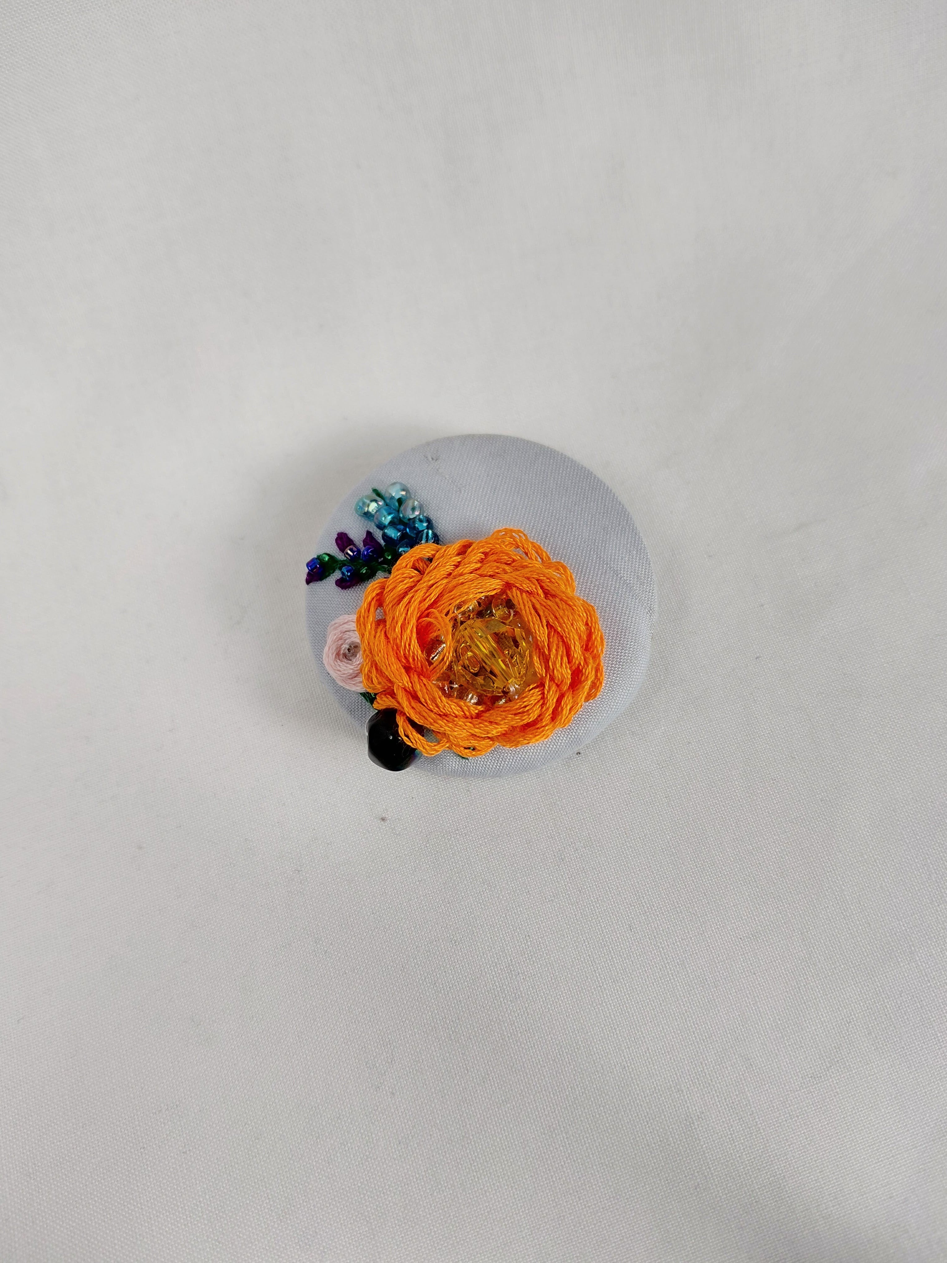 orange Flower Brooch 011- Handcrafted Statement Jewelry