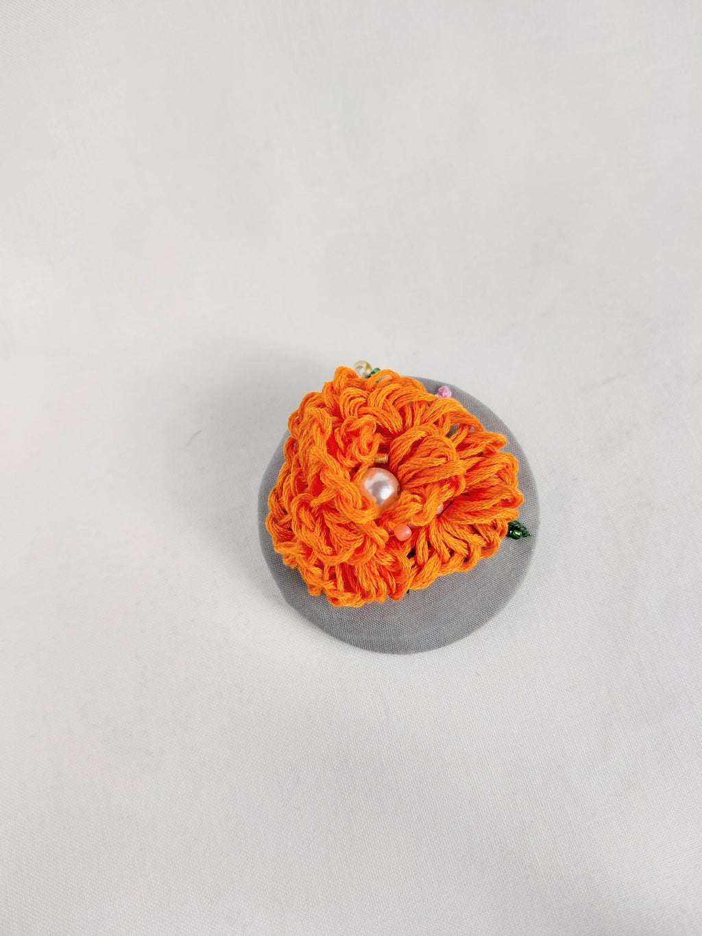 orange Flower Brooch 012- Handcrafted Statement Jewelry
