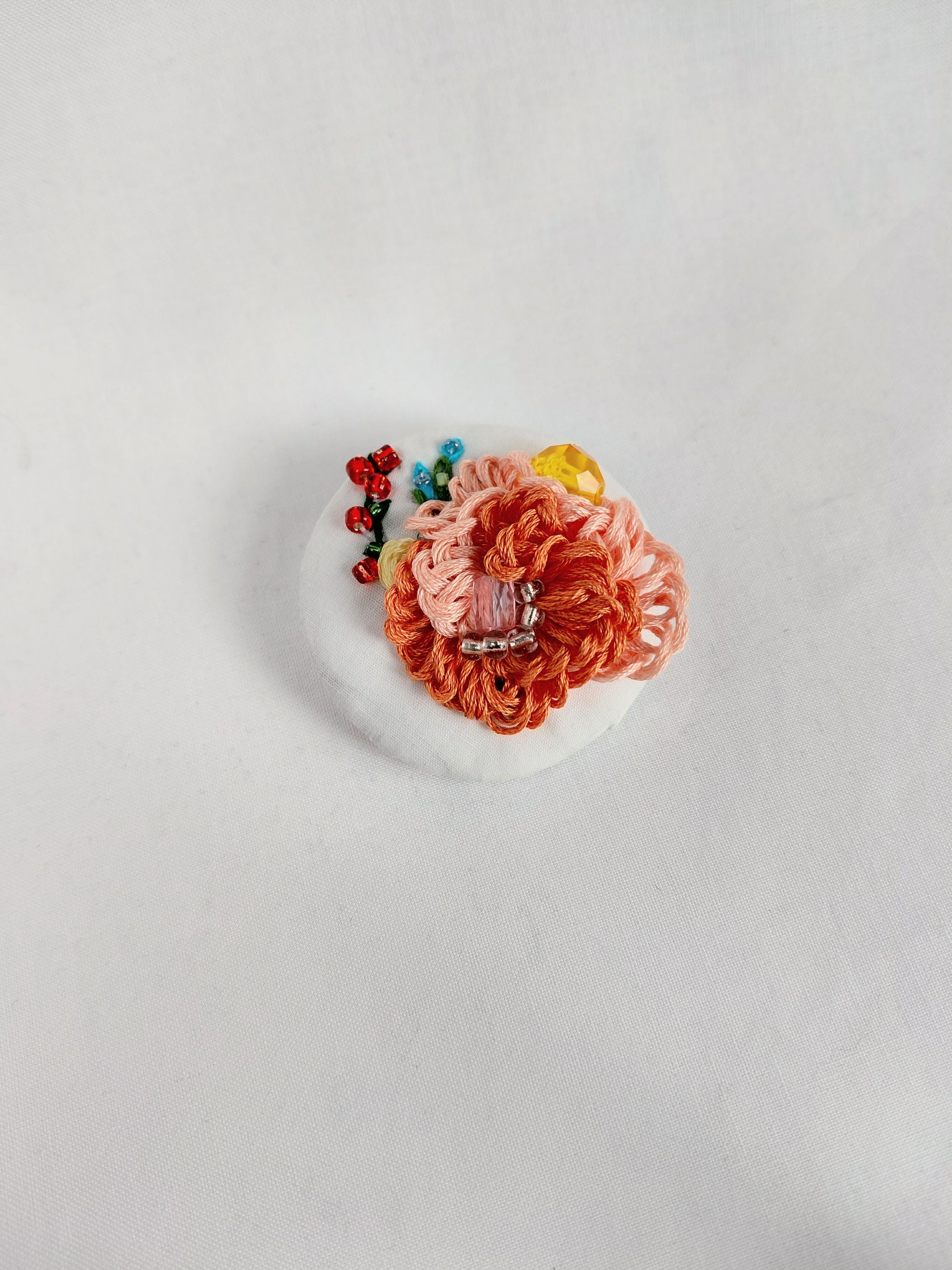orange Flower Brooch 015- Handcrafted Statement Jewelry